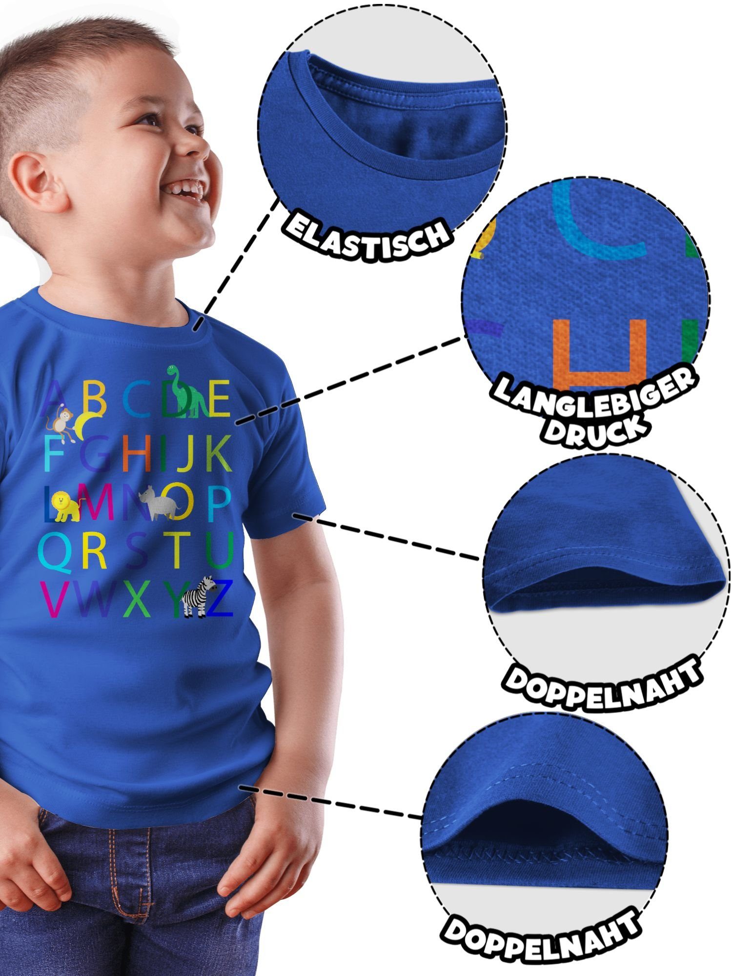 Shirtracer T-Shirt ABC Einschulung Einschulung Geschenke 3 Schulanfang Junge Royalblau