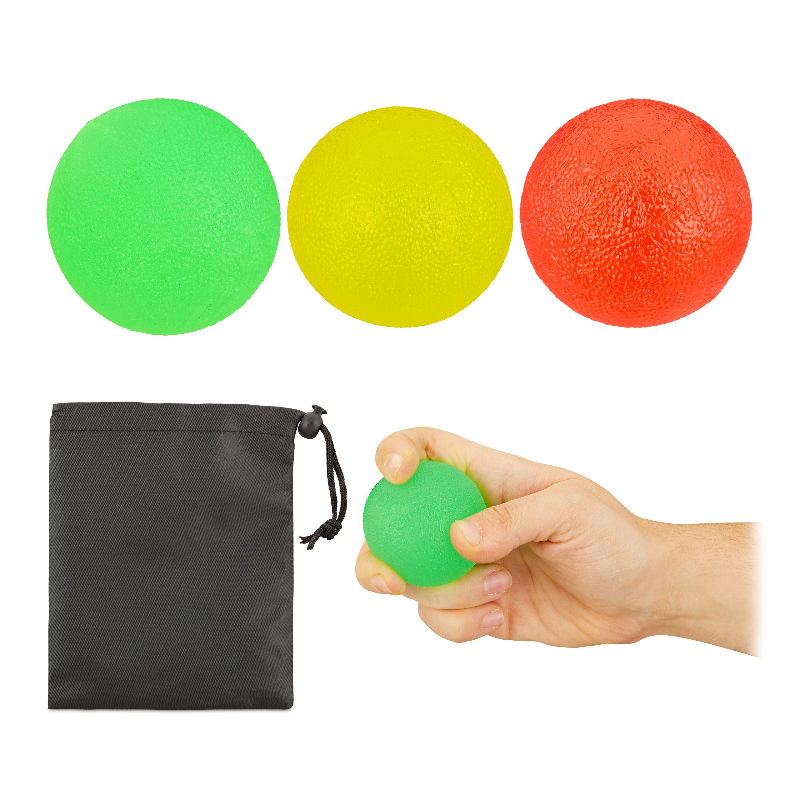 relaxdays Handmuskeltrainer Fingertrainer Ball 3er Set