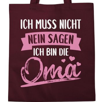 Shirtracer Umhängetasche Ich muss nicht nein sagen ich bin die Oma - Rosa/weiß, Oma Geschenk