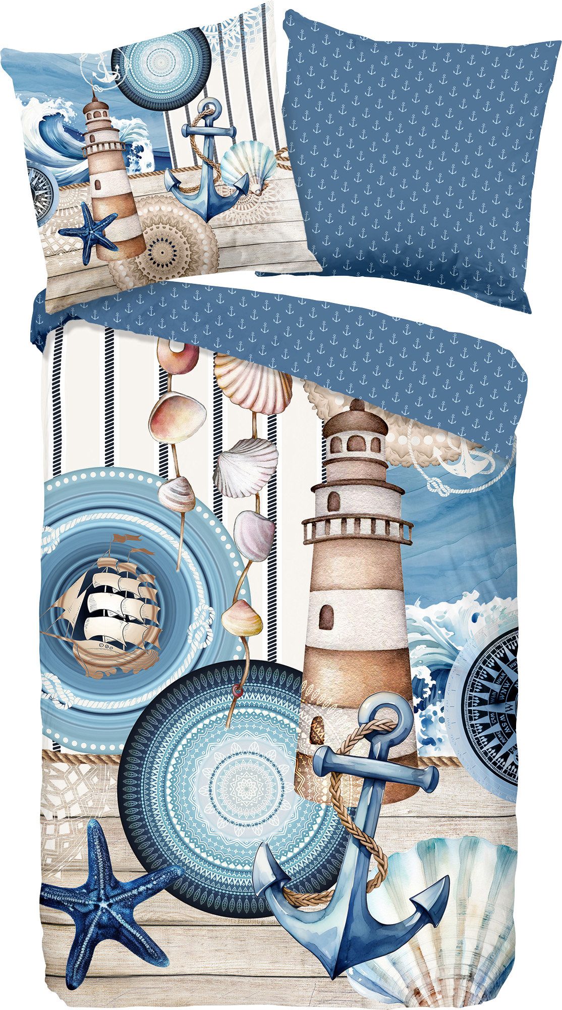 hip Bettwäsche Wendebettwäsche "Aldiana", Mako-Satin, Satin Motiv: Maritim