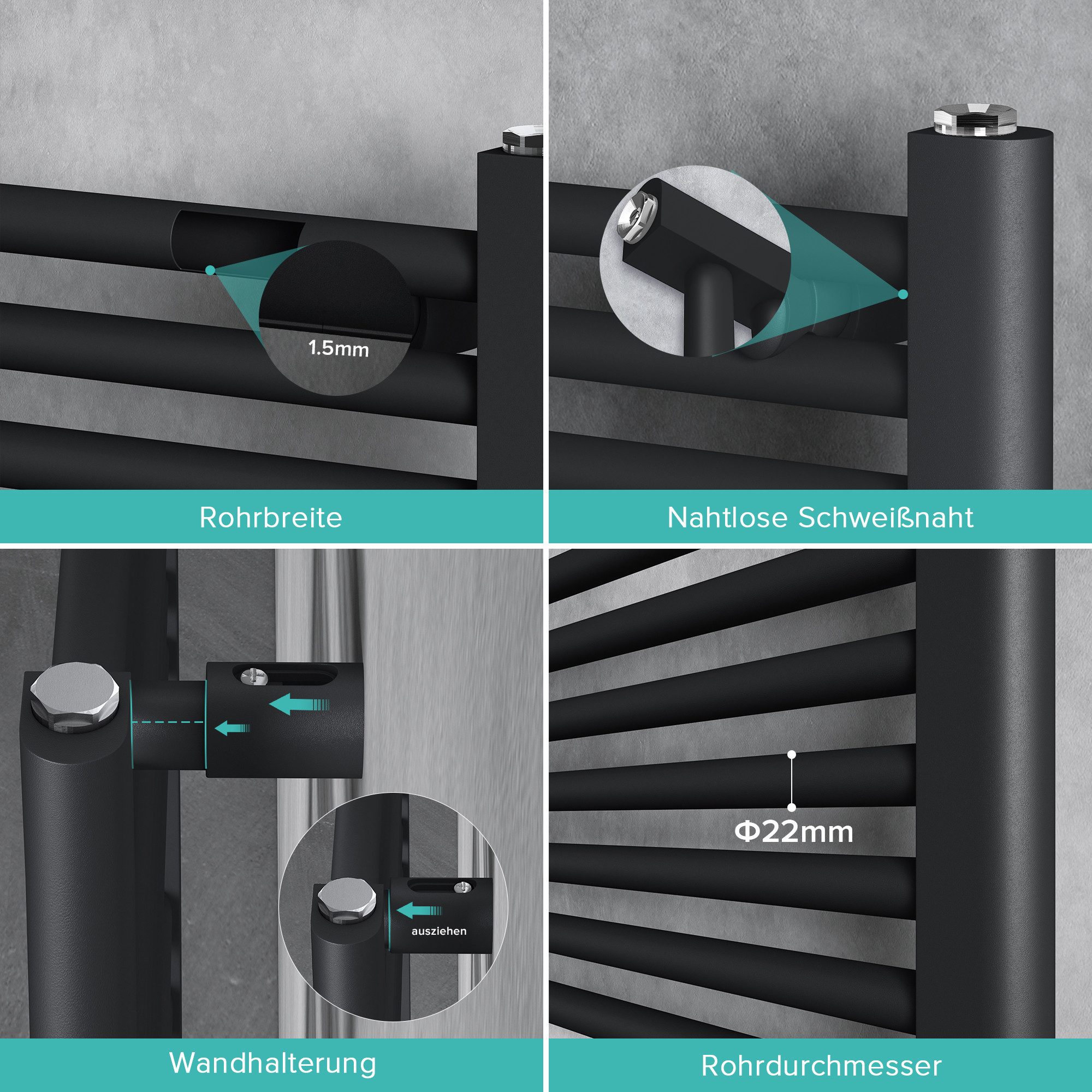 doporro Badheizkörper Mittelanschluss Seitenanschss Handtuchwärmer Röhrenhe günstig online kaufen