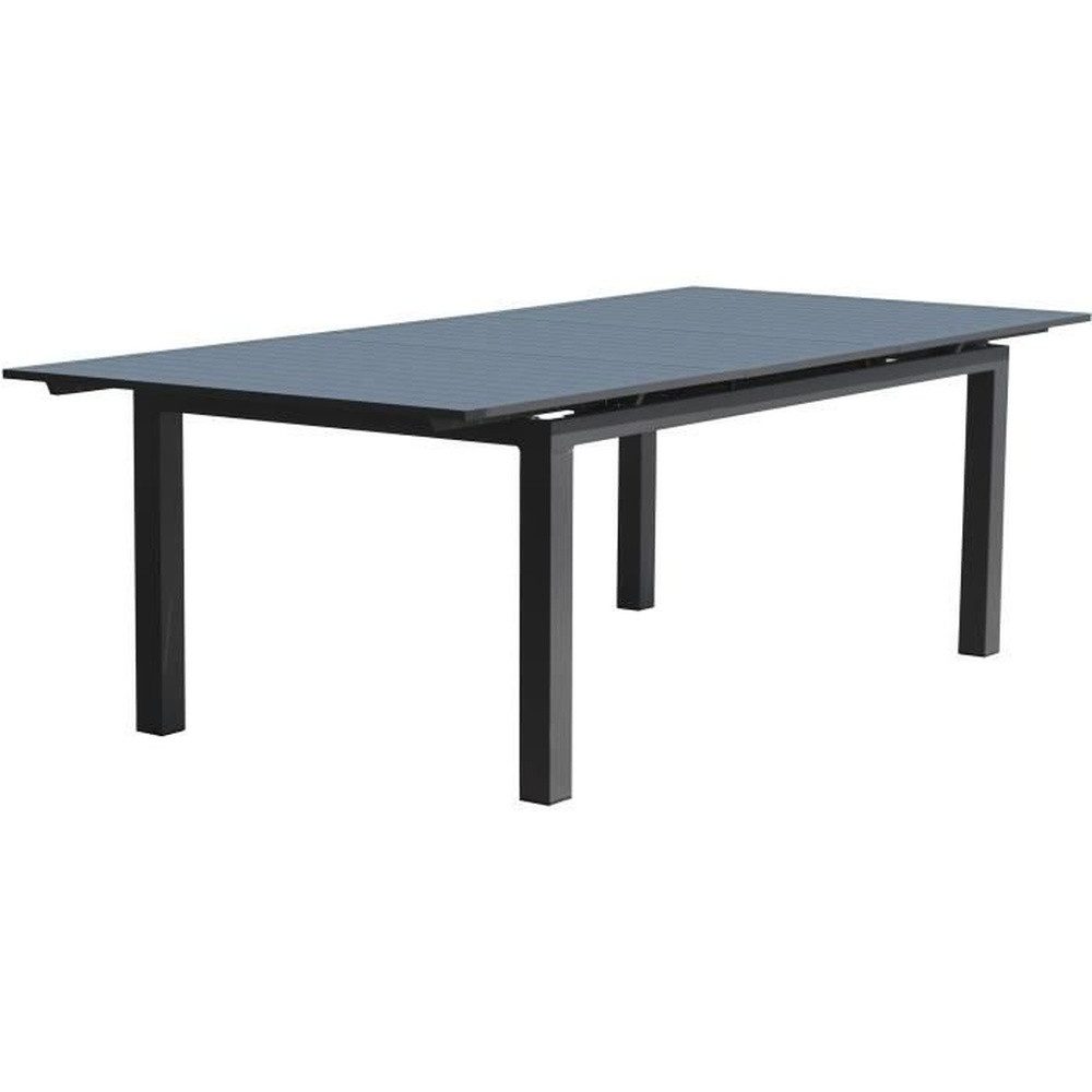 DCB Garden Gartentisch Ausziehbarer rechteckiger Gartentisch – Anthrazitgrau – Aluminium