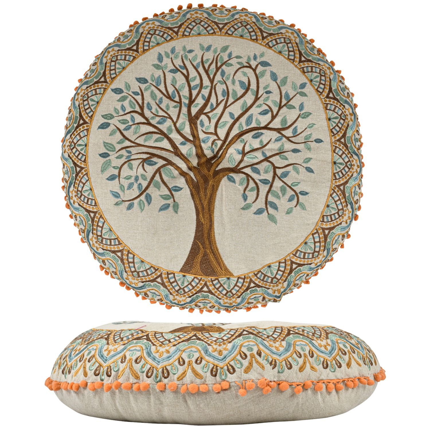 Marrakesch Orient & Mediterran Interior Напольные подушки Напольные подушки Guansha rund 60x15cm, Baumwolle bestickt Baum des Lebens