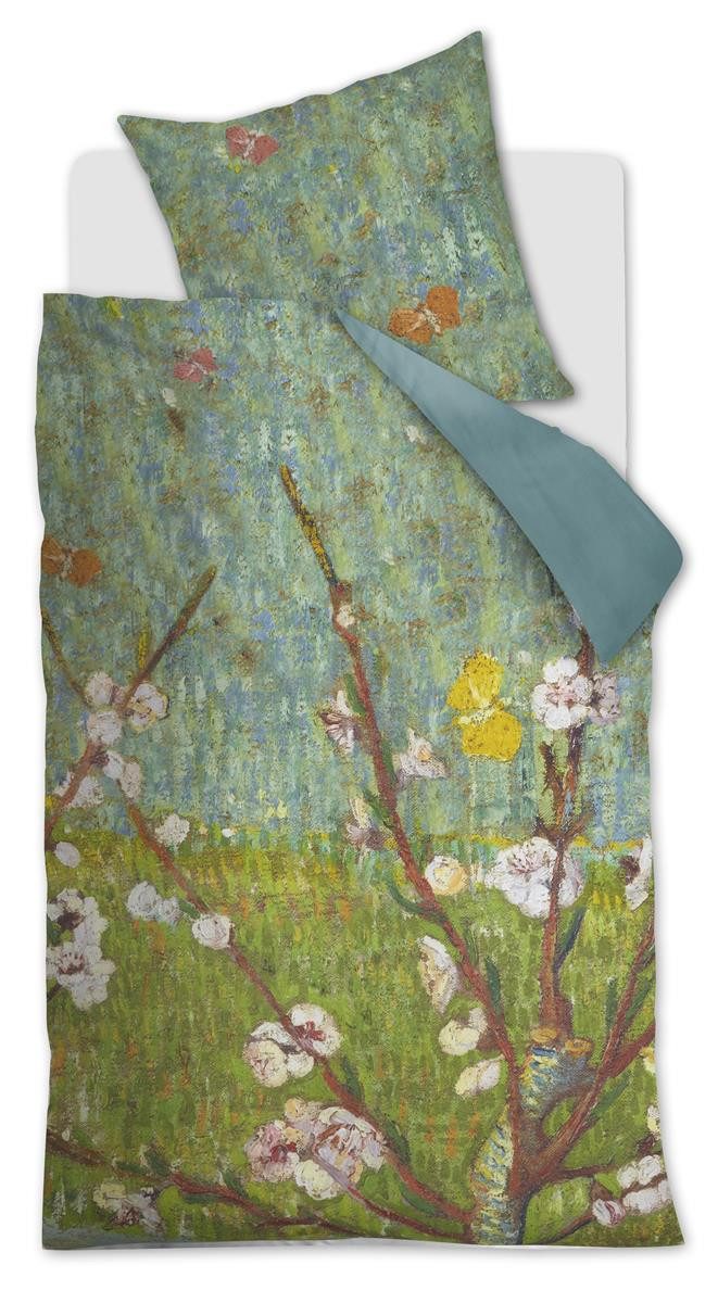 Beddinghouse x Van Gogh Museum Bettwäsche Peach Trees_Green_DE_UV_135x200 1 Bettbezug, 1 Kissenbezug 135 x 200 c, 2 teilig, Bettbezug Kopfkissenbezug Set kuschelig weich hochwertig