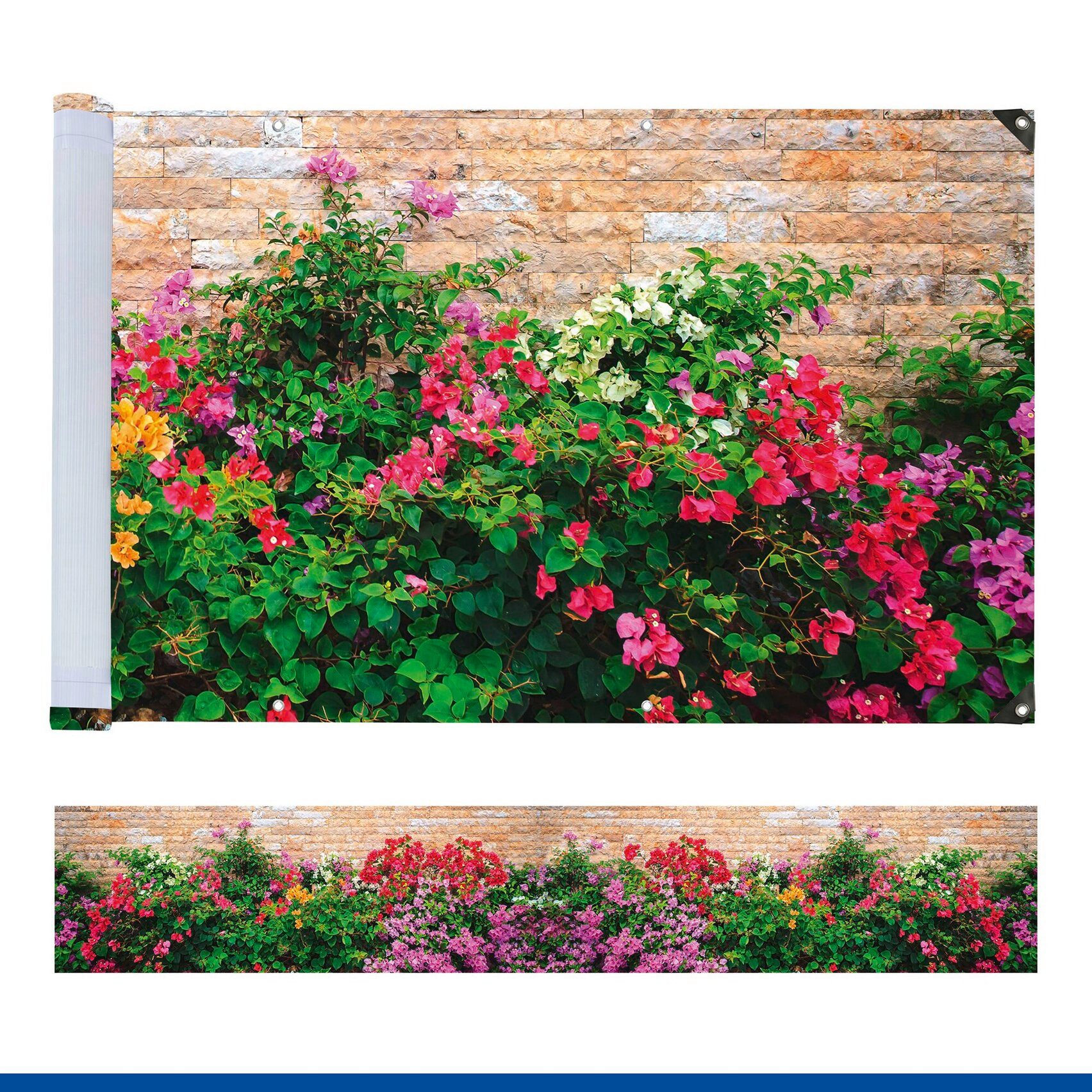 Maximex Balkonsichtschutz Mauer-Blumen 5 m, UV- und witterungsbeständig