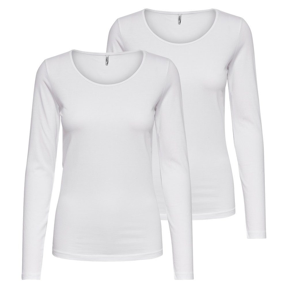 ONLY Langarmshirt Langarmshirt Damen Shirt Schwarz Weiß Longsleeve 1er - 5er Pack