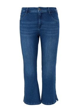 TRIANGLE Stoffhose Ankle-Jeans / Slim Fit / Mid Rise / Flared Leg Kontrast-Details, Waschung, Label-Patch