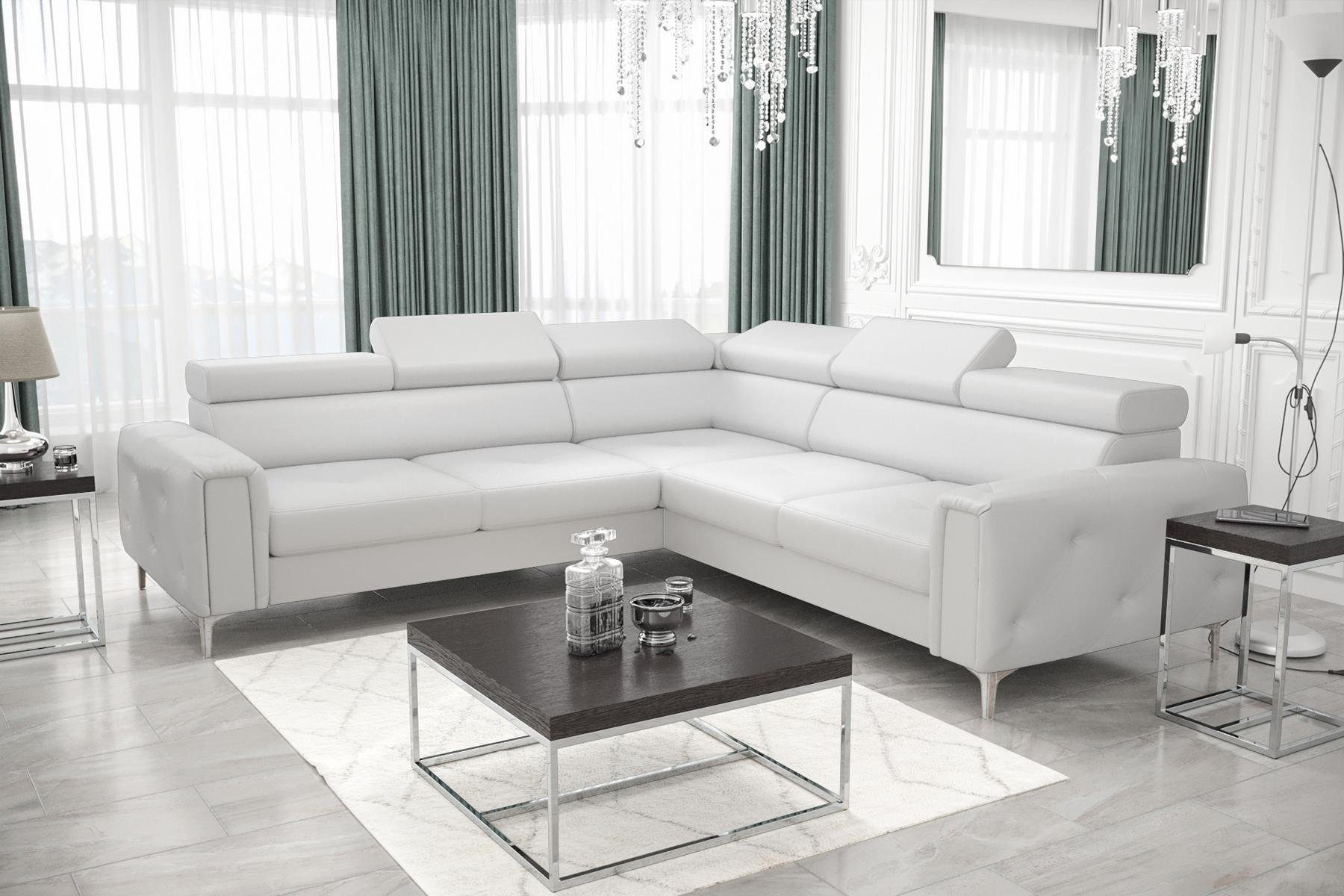 JVmoebel Ecksofa Graues Luxus Ecksofa Moderne Wohnlandschaft Polster Sofa Neu, Made in Europe Weiß