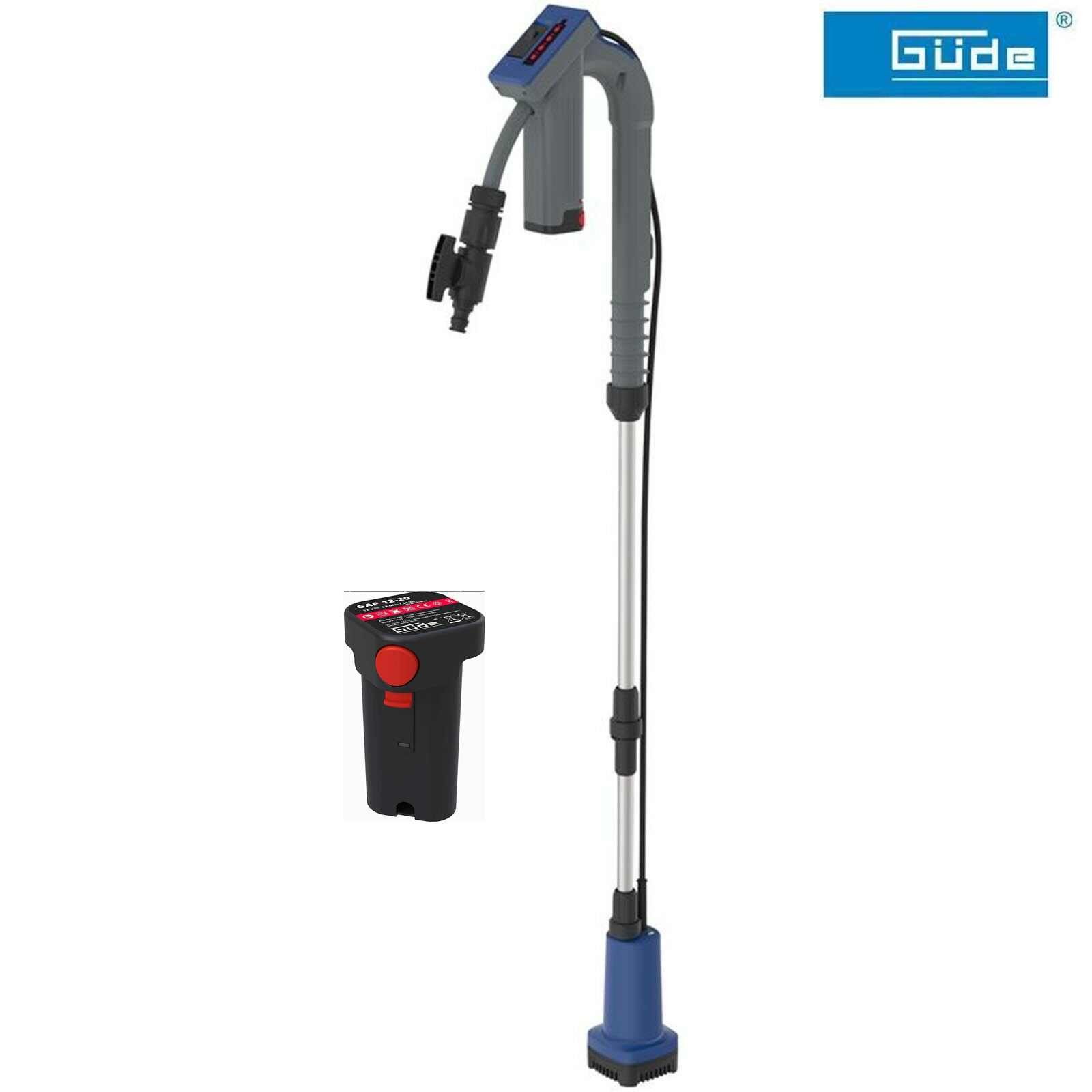 Regenfasspumpe Güde Akku Regenfasspumpe 12V RFP 12-201-04 + Akku und Ladegerät