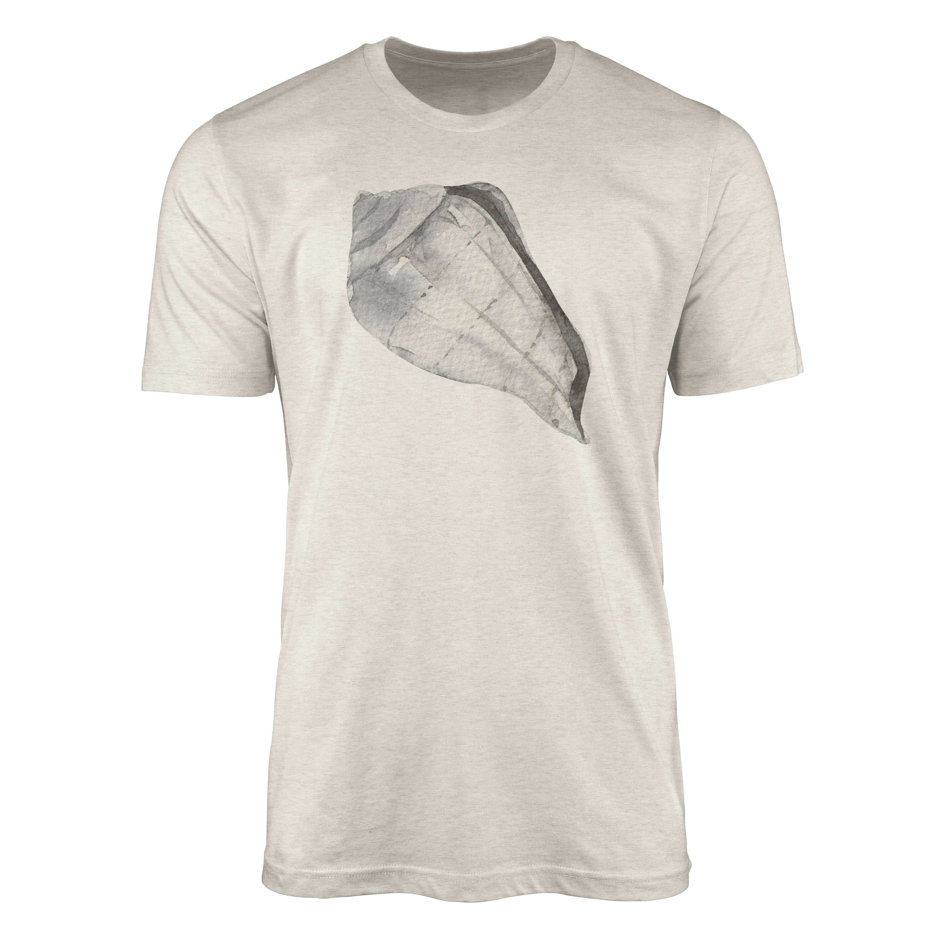 Sinus Art T-Shirt Herren Shirt 100% gekämmte Bio-Baumwolle T-Shirt Seemuschel Wasserfarben Motiv Nachhaltig Ökomode a (1-tlg)