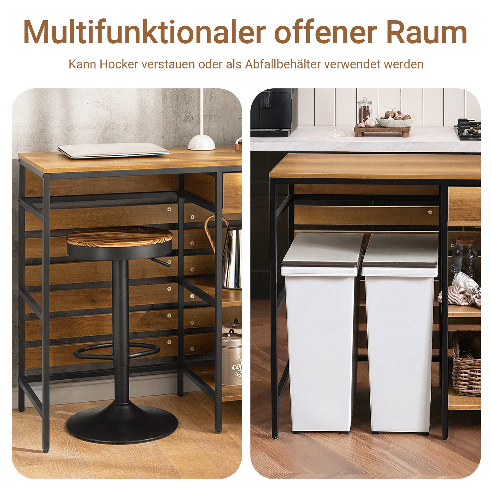 SoBuy Küchenbuffet FSB71, Kücheninsel freistehend, Küchentisch Küchenwagen, Vintage Sideboard mit 1 Schublade und 2 offnen Ablagen Küchenschrank