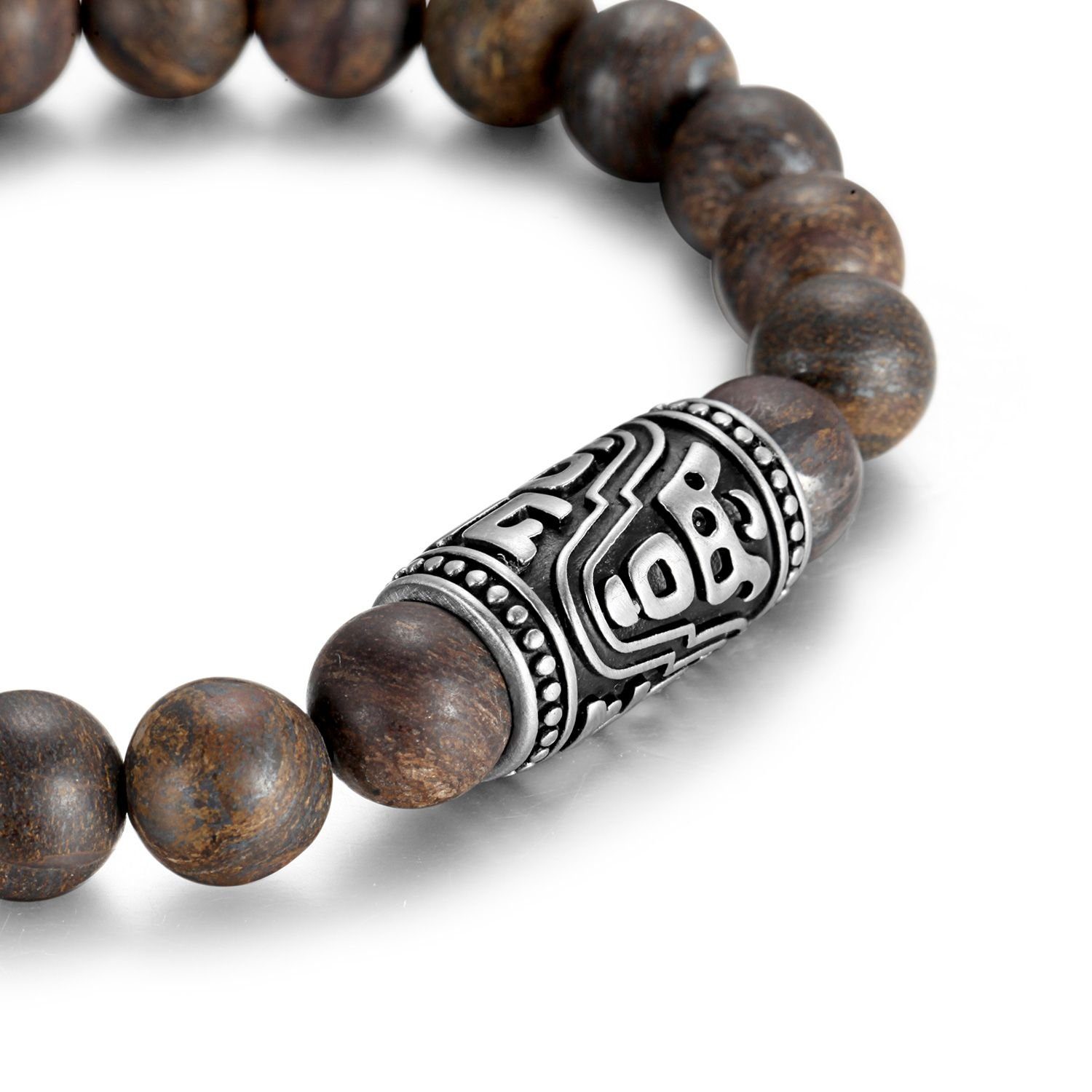 Kingka „Urban Steinen einzigartigen mit Bronzite rockigem Armband Stretch-Bead-Armband piece, mit Rocks“ center echten und Bronzit