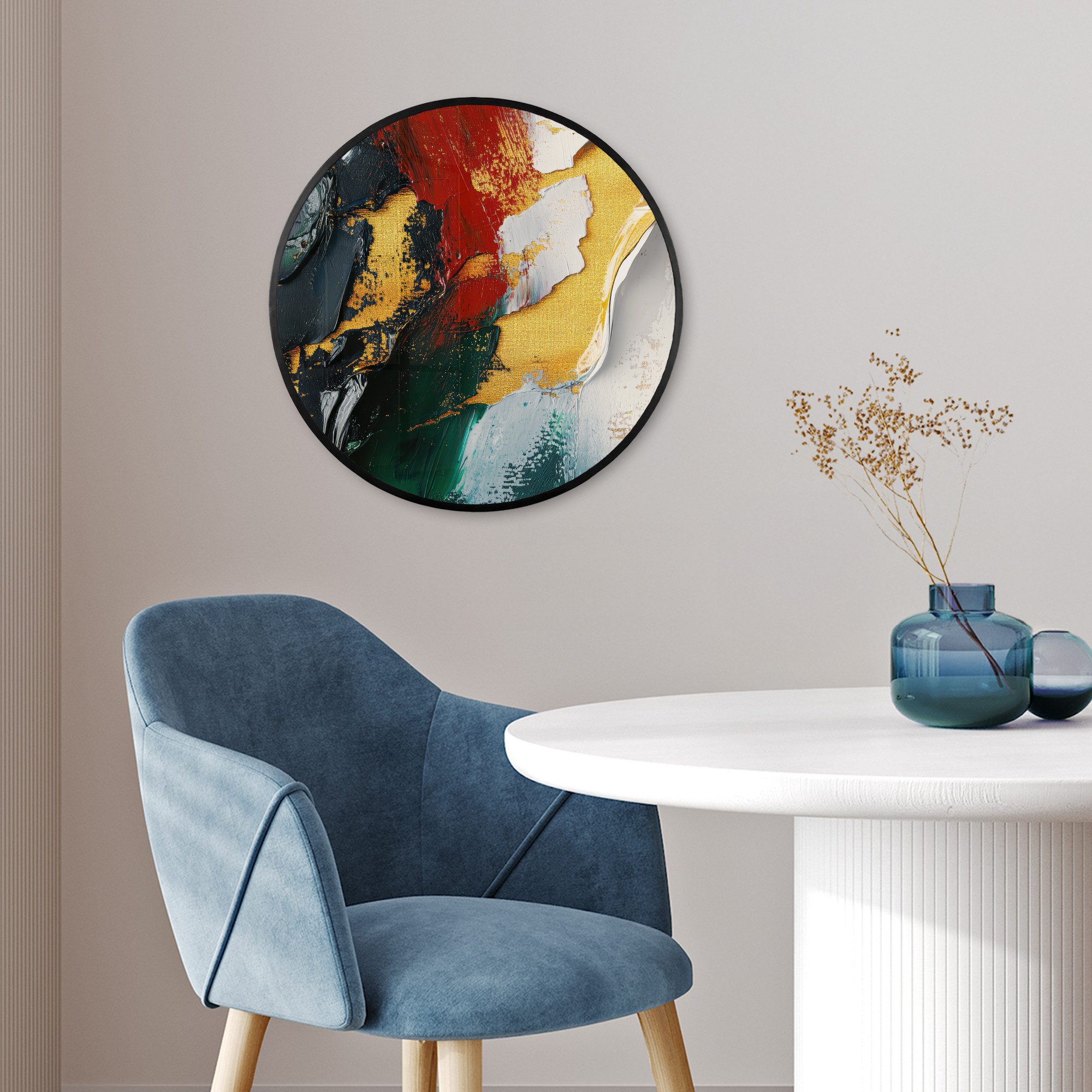 MuchoWow Poster Rund - Modern - Weihnachten - Abstrakt - Gold, (1 St), Runde Wandbilder, Deko für Wohnzimmer und Schlafzimmer, 40x40 cm