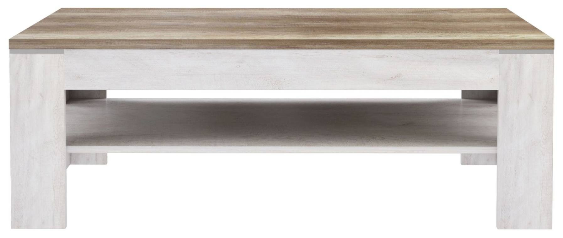 FORTE Couchtisch Couchtisch DURO 120 x 75 cm Optik Pinie weiß / Eiche antik