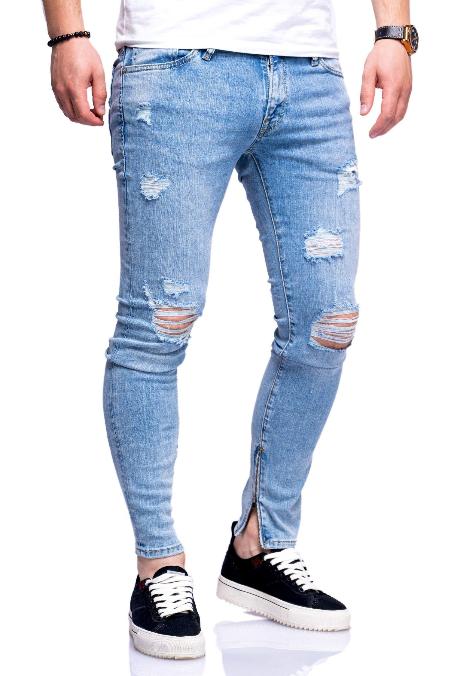 Jack & Jones Slim-fit-Jeans LIAM mit Destroyed-Elementen günstig online kaufen