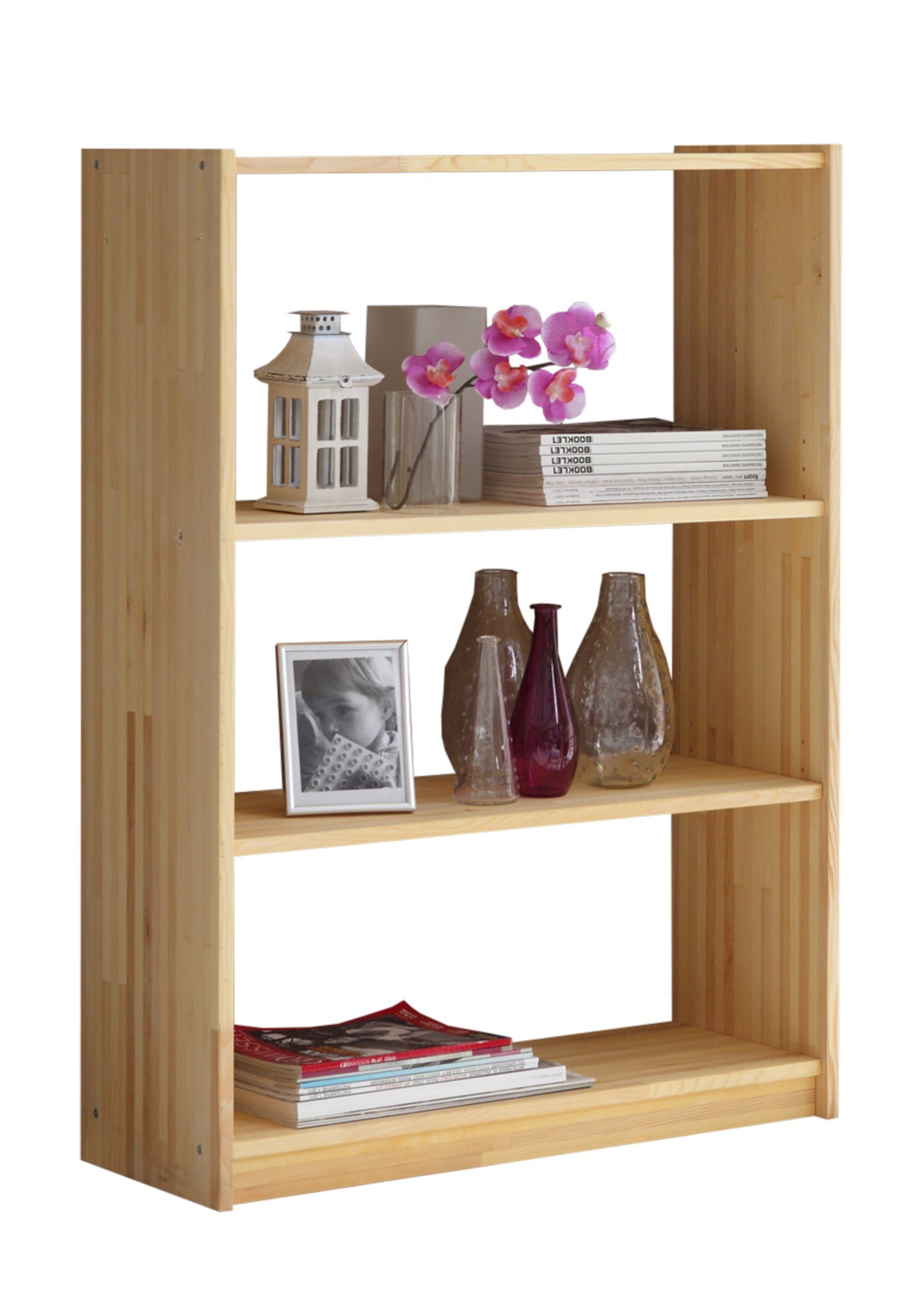 Ticaa Standregal Standregal Bücherregal Kiefer Natur H111cm, Massives Quali günstig online kaufen