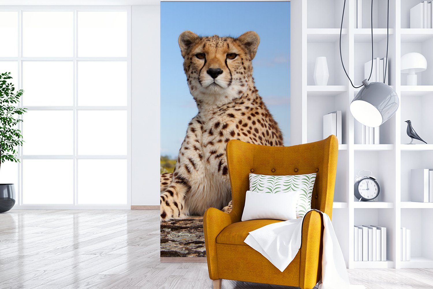 MuchoWow Fototapete - - für Fototapete St), Vliestapete Schlafzimmer Leopard Wohnzimmer (2 Natur, Tiere Matt, Küche, bedruckt,