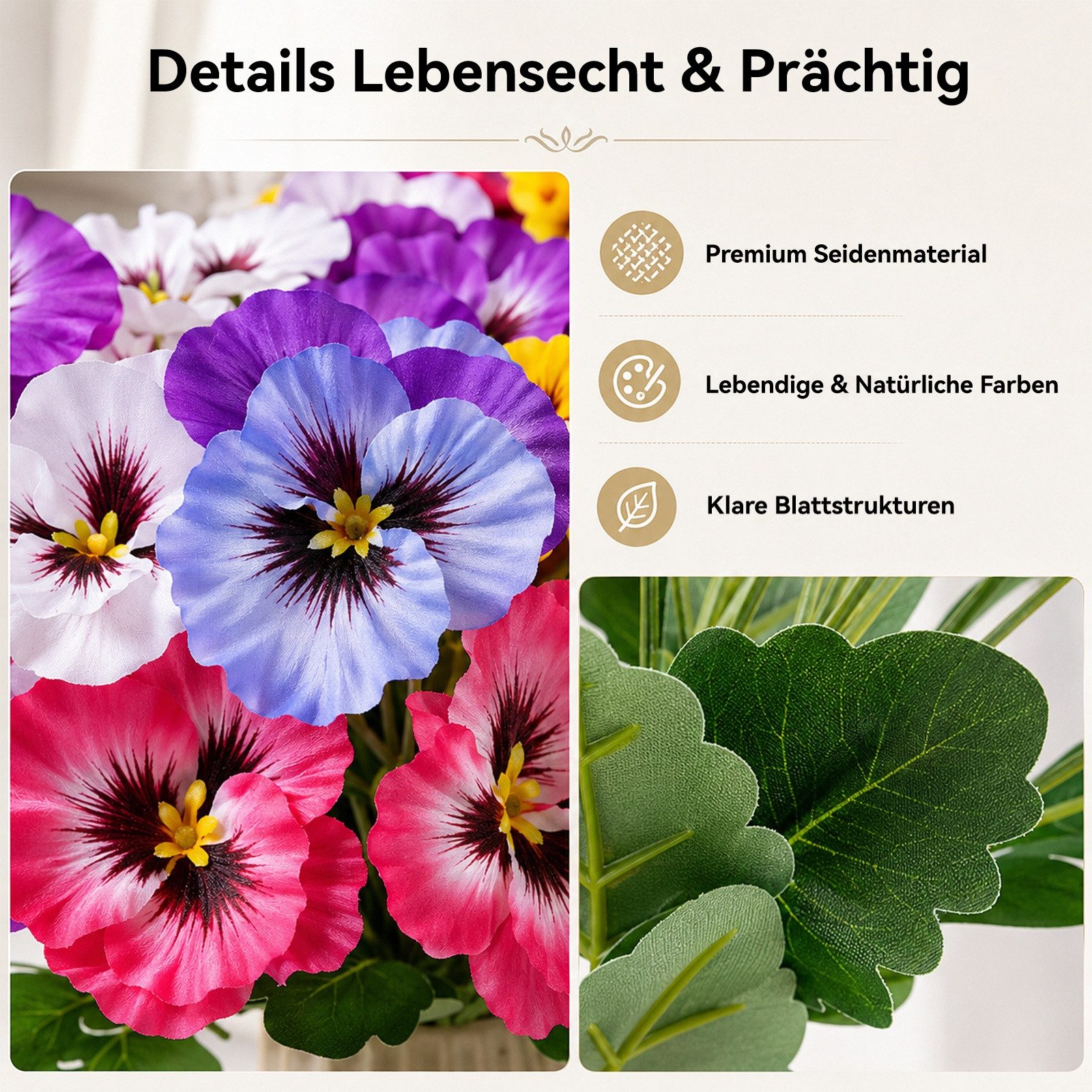 Kunstblume 12 Bündel Kunstblumen wie Echt Balkon, UV-beständig, Wetterfest Gänseblümchen, BlingBin, Höhe 33 cm, Künstliche Gänseblümchen Balkonpflanzen Balkonbl – Bild 5 von 5