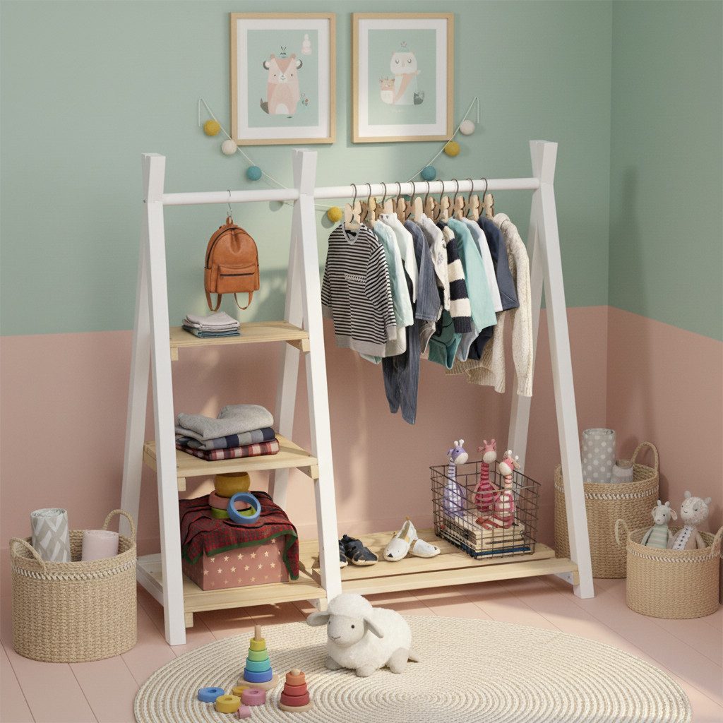 Bellabino Kleiderständer Ryck für Kinder im natürlichen Design, (inkl. 3 Fä günstig online kaufen