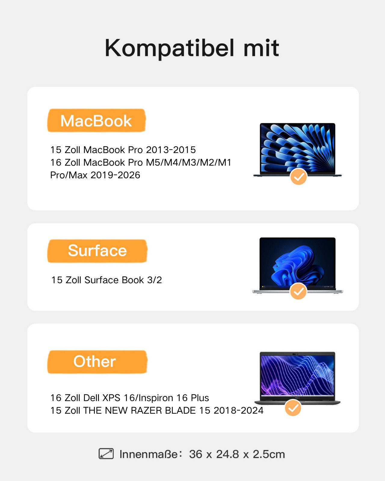 Inateck Laptop-Hülle 15.6 Zoll Laptoptasche Schutzhülle, für MacBook Pro 16 Zoll M5