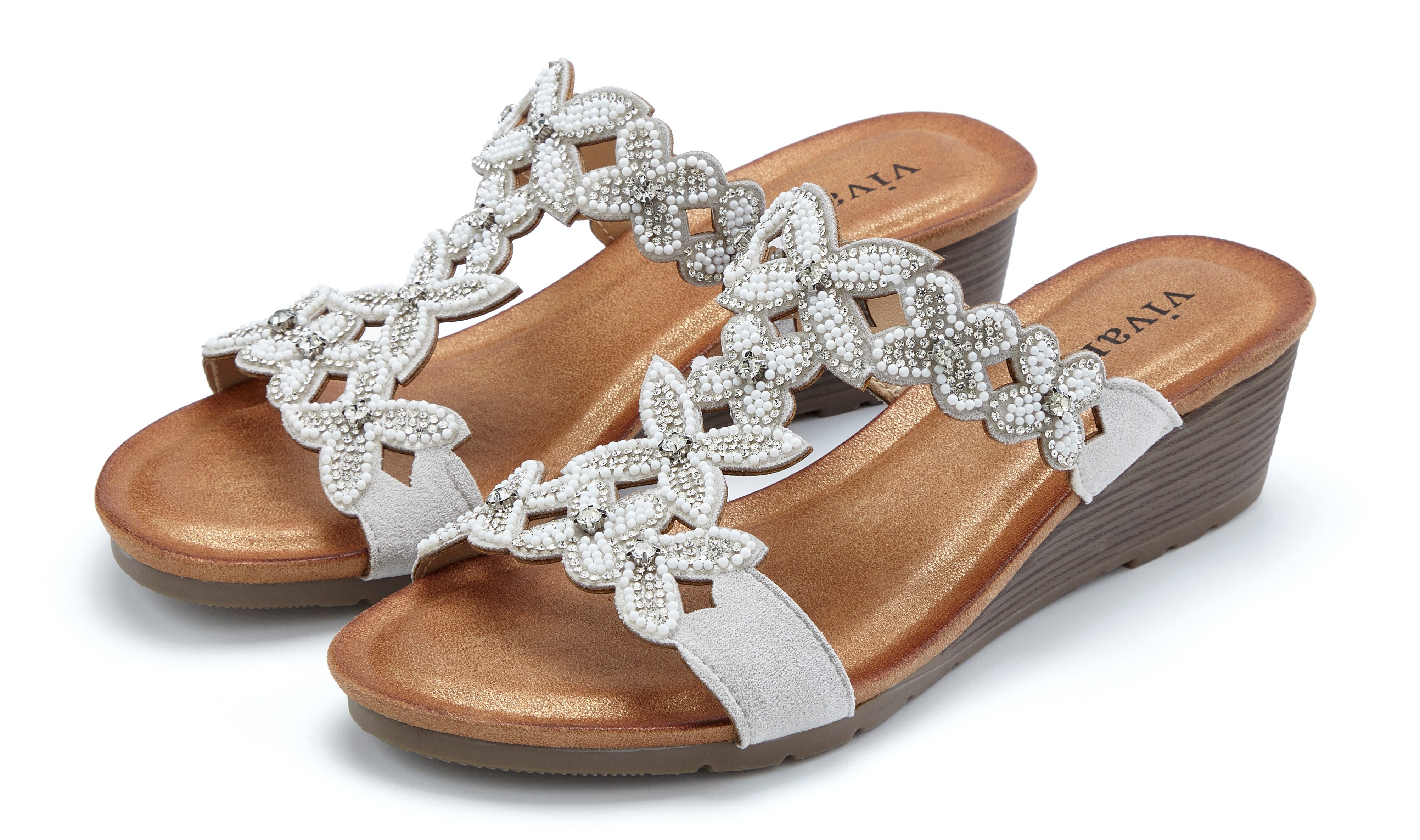 Vivance by Lascana Mule, Sommerschuh, Sandale, Pantolette mit Keilabsatz und modischen Glitzerdetails