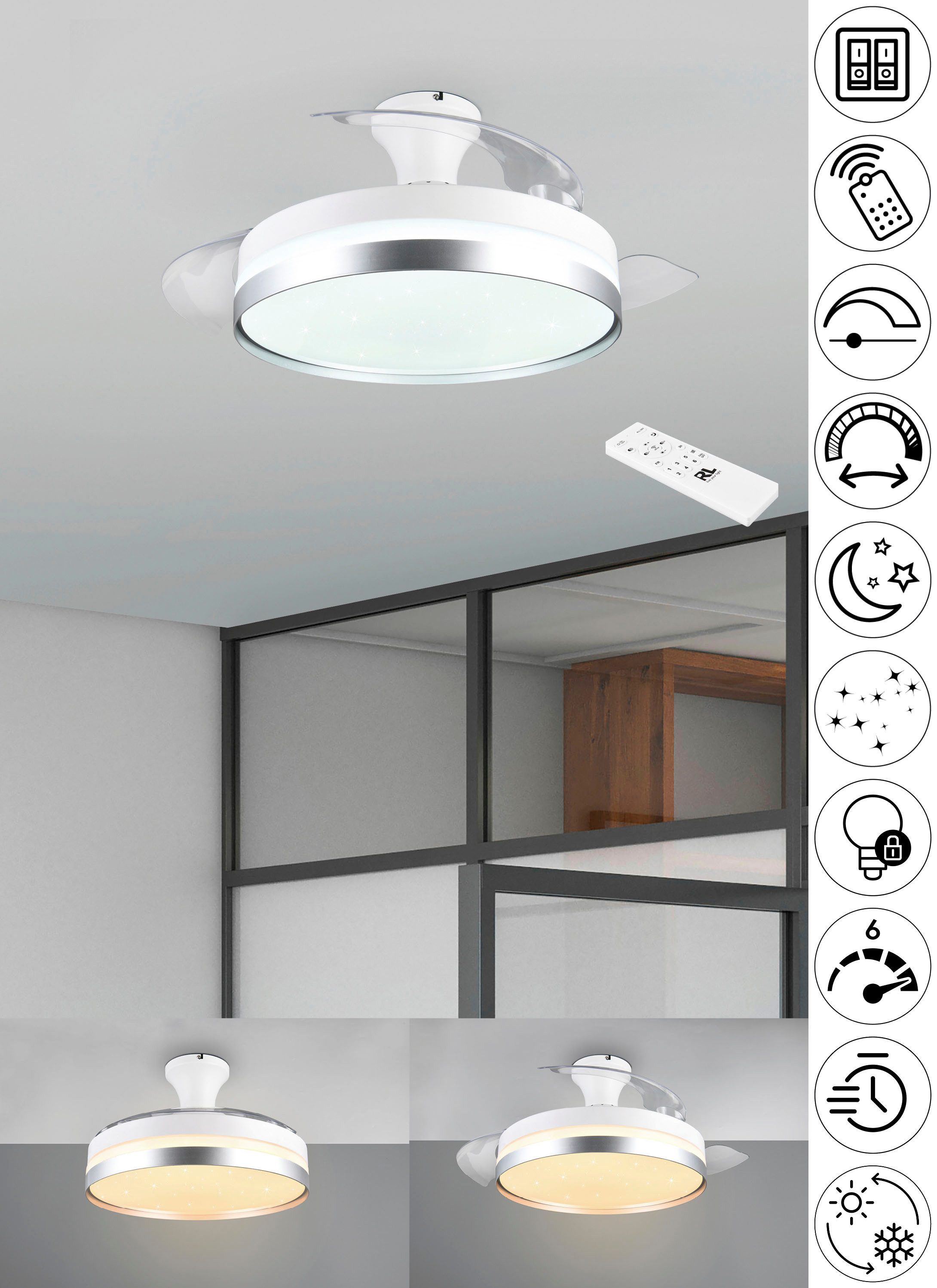 Reality Leuchten LED Deckenleuchte LINDBERG Deckenventilator günstig online kaufen