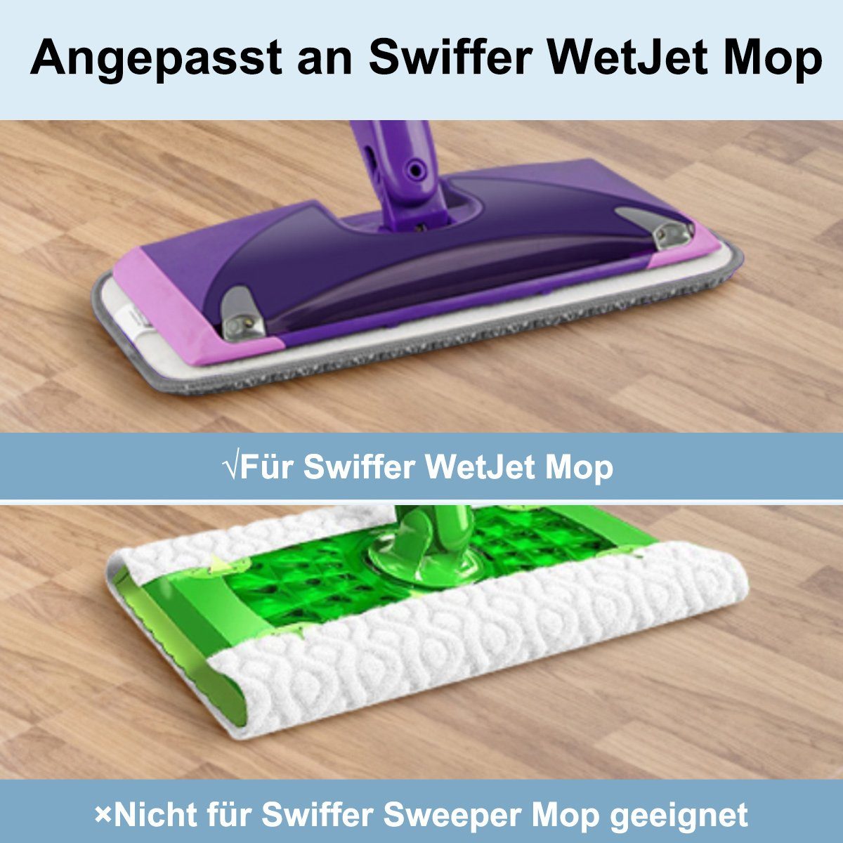 Mop Pads,für Flachmopp,Klettmopp Microfaser Reinigung Pads,Mop Wischbezug Jormftte Grau