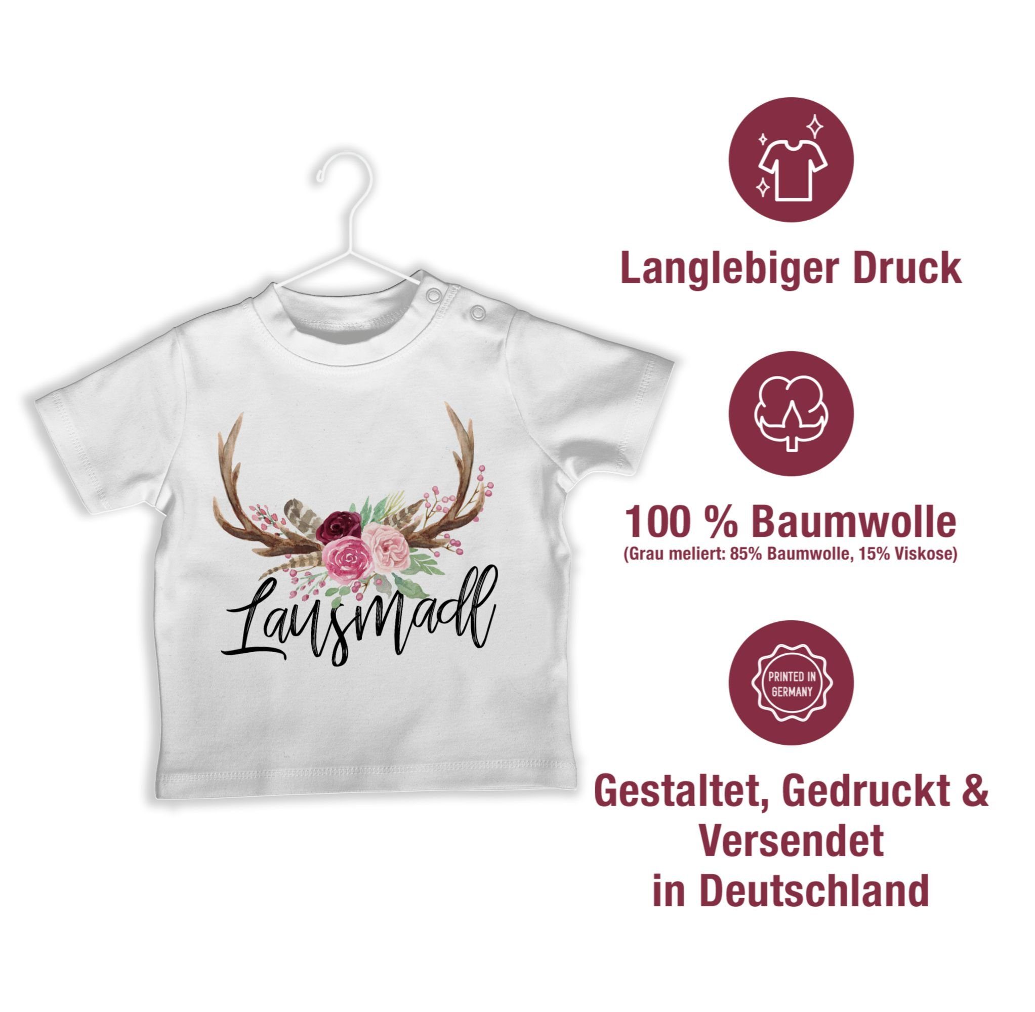 Oktoberfest Hirschgeweih Weiß T-Shirt Lausmadl Shirtracer für Mode Outfit Baby 1