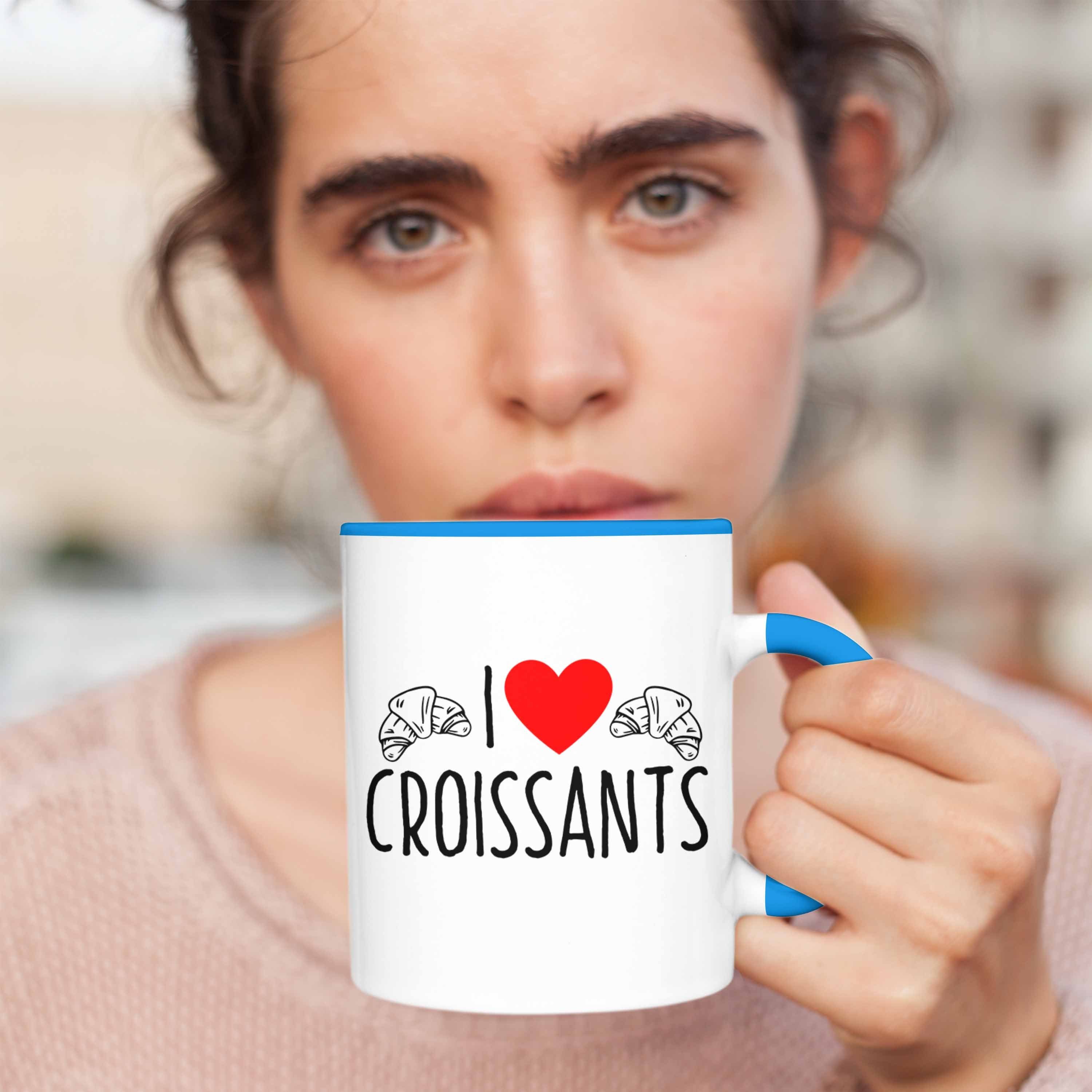 "I Lustiges Croissant-Liebhaber Geschenk Fr für Tasse Trendation Tasse Croissants" Love Blau