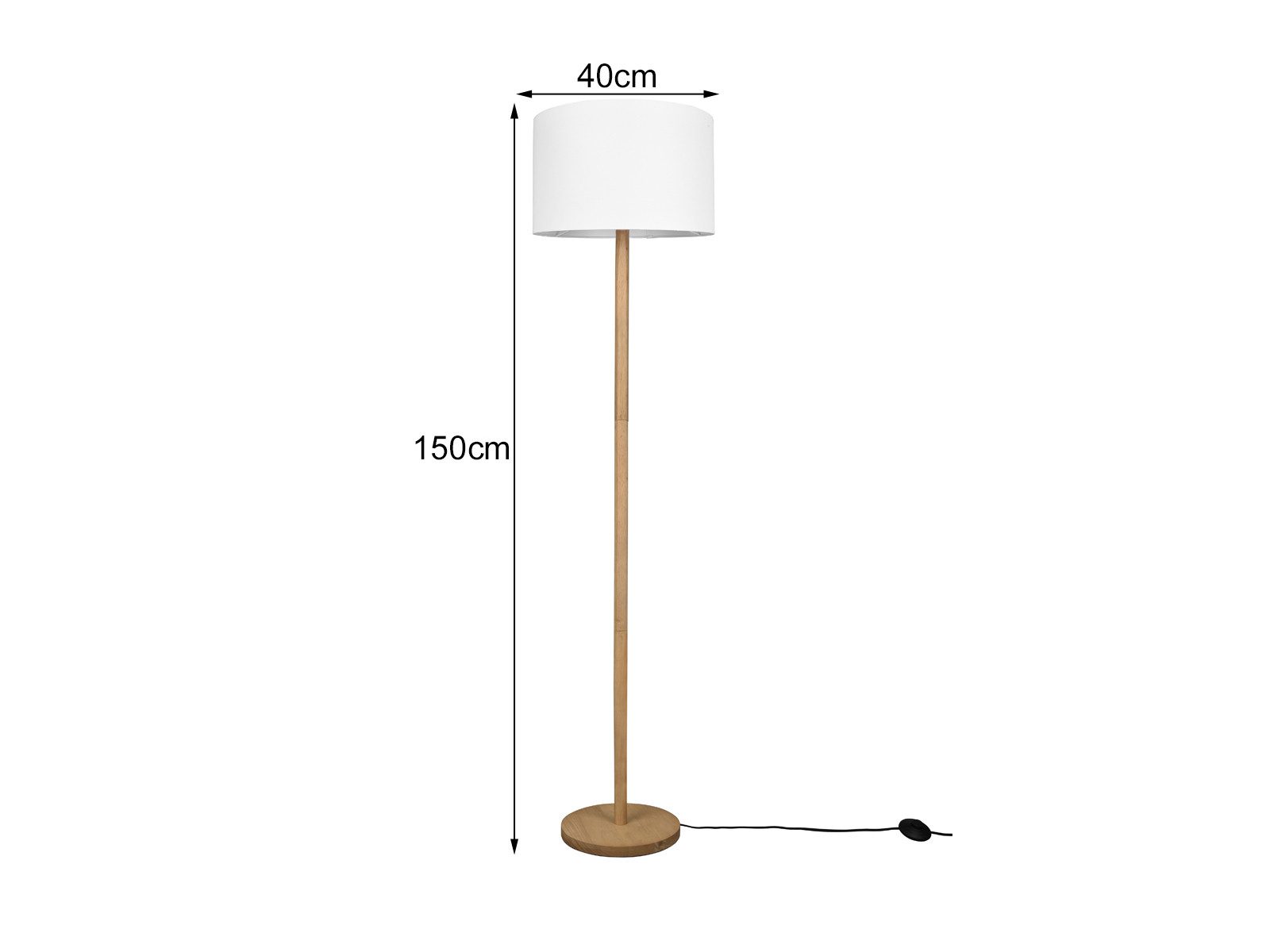TRIO Leuchten LED Stehlampe, Dimmfunktion, LED wechselbar, Warmweiß, Holz-Lampe skandinavisch mit Stoff Lampenschirm für Ecke, Höhe 160cm