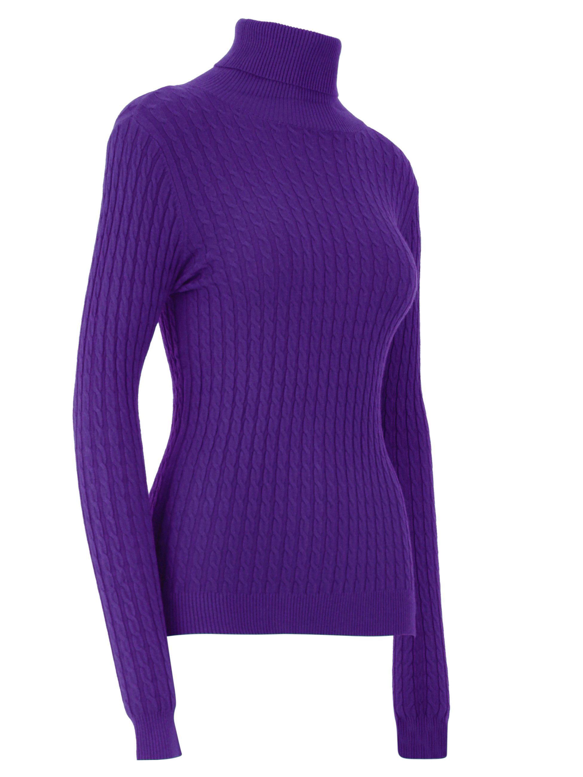 YC Fashion & Style Rollkragenpullover One Size, Zopfmuster, verschiedene Farben in Unifarbe