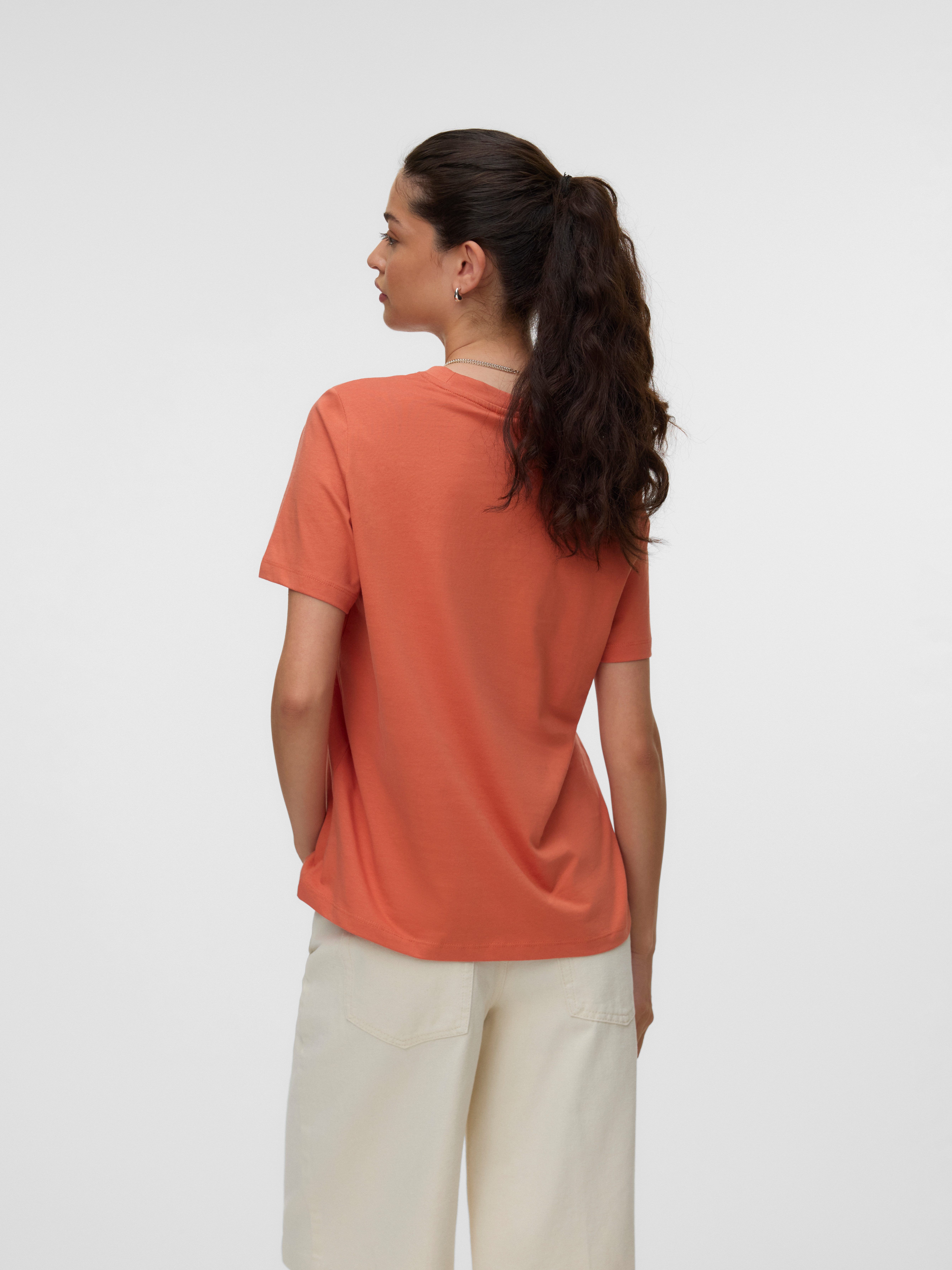 Vero Moda Kurzarmshirt VMPAULINA SS T-SHIRT GA JRS NOOS Baumwolle, regular fit