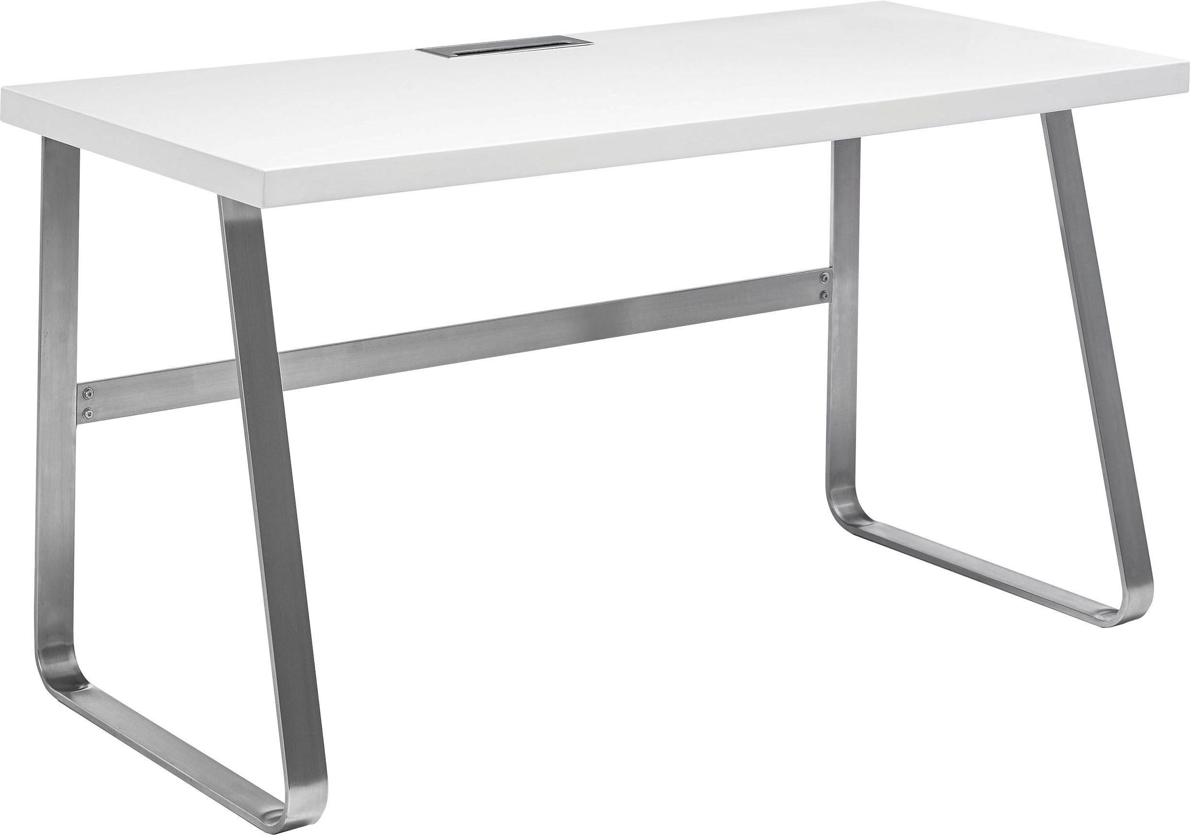 MCA furniture Schreibtisch Beno, 140 Weiß Breite mit in | Edelstahloptik Gestell Weiß cm