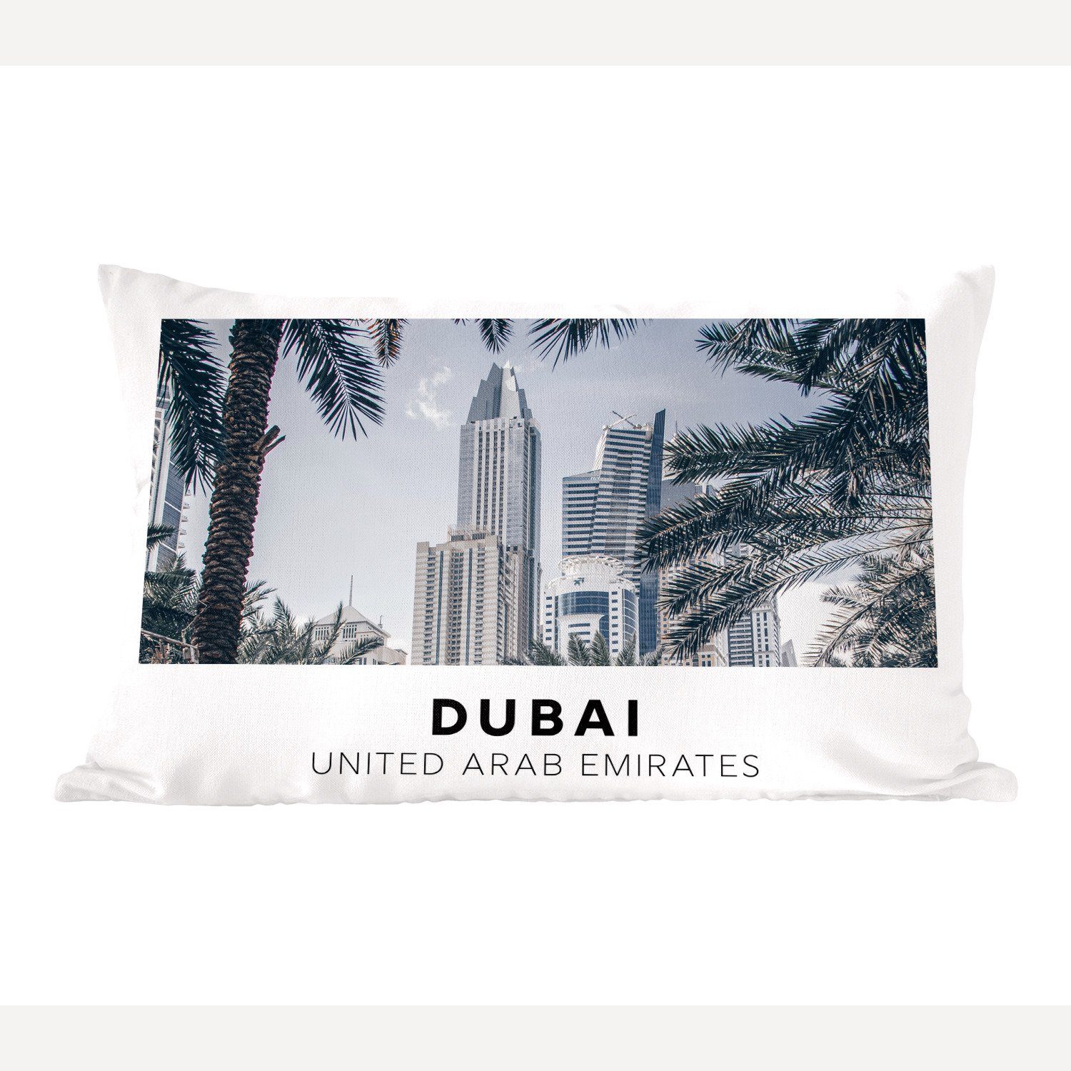 MuchoWow Dekokissen Dubai - Architektur - Palmen, Wohzimmer Dekoration, Zierkissen, Dekokissen mit Füllung, Schlafzimmer