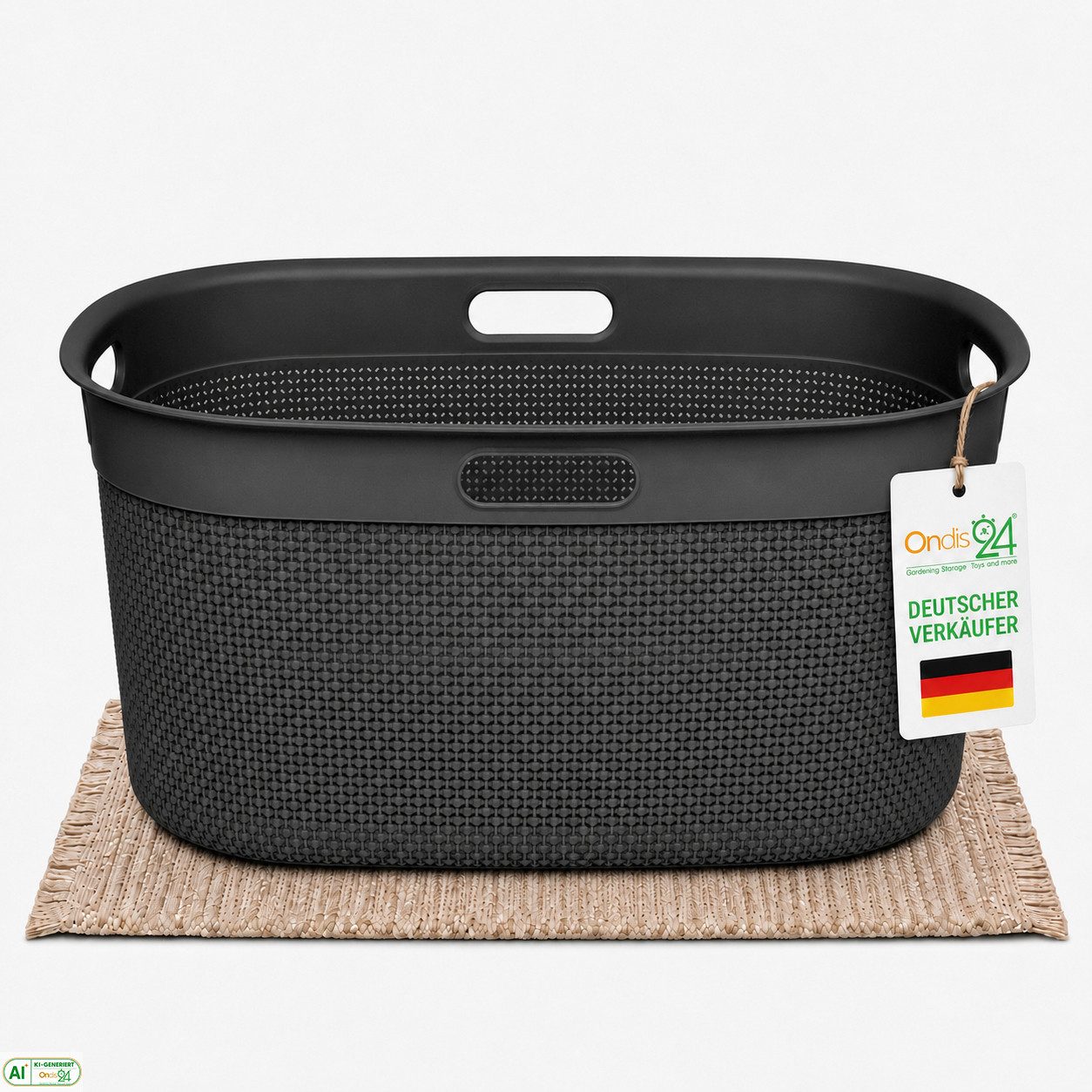 ONDIS24 Wäschekorb Tragekorb Filo 45 L, hochwertiger, geruchsneutraler Kunststoff, 45 L, belüftet und nestbar