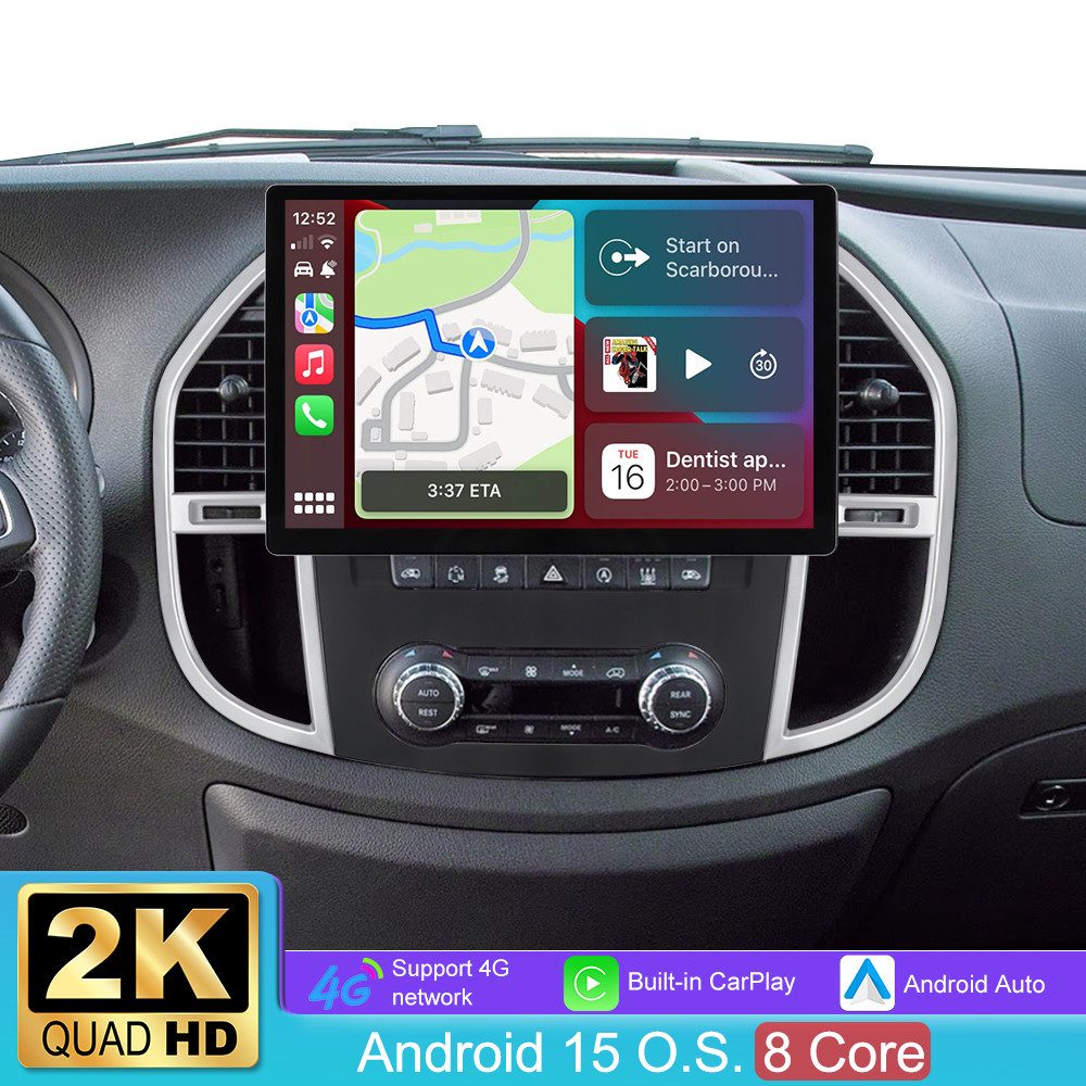 A-Sure 13"Android 15 Autoradio 2K Für Mercedes Benz Vito W447 2014-2023 Autoradio (Digitalradio (DAB), FM, 13 zoll, 2K, AM)
