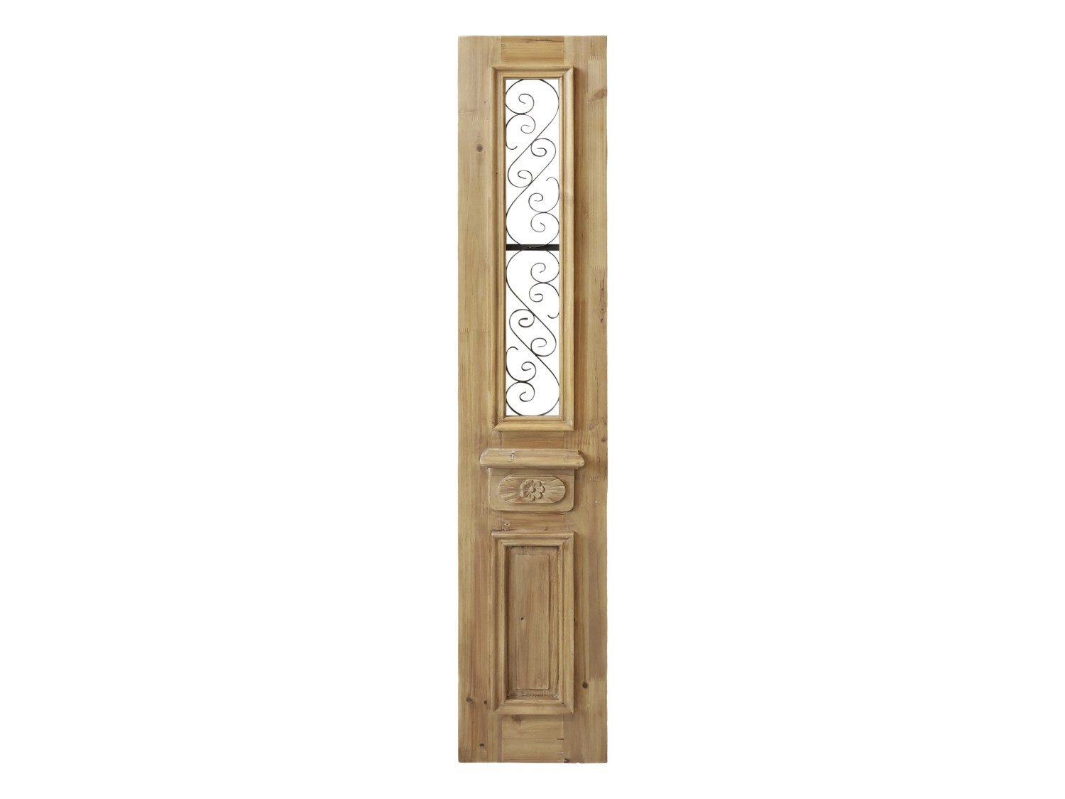 Wanddekoobjekt Fensterladen mit Schnitzereien und Dekor H167.5/L30,5/B5 cm natur