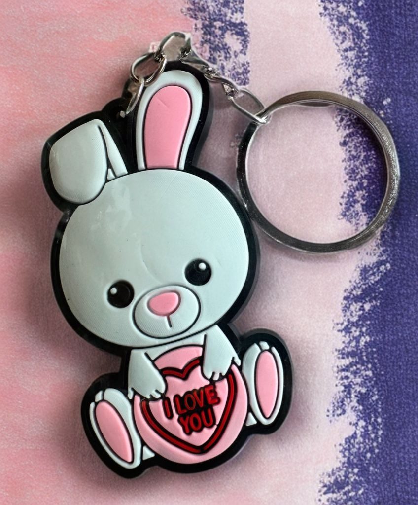 Whitehouse Leisure International Ltd Schlüsselanhänger Schlüsselanhänger Kinder Mini Anhänger keychain Love Hearts Hase, Schlüsselanhänger von Herzen ein Geschenk für Mädchen und Jungen 6 cm