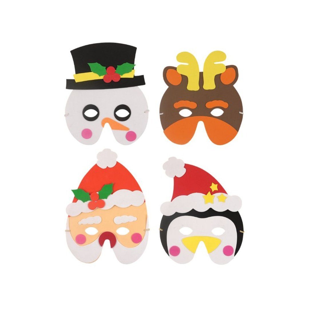 Partystrolche Verkleidungsmaske Moosgummi-Masken Set (4 tlg) Weihnachten, (4er Set)