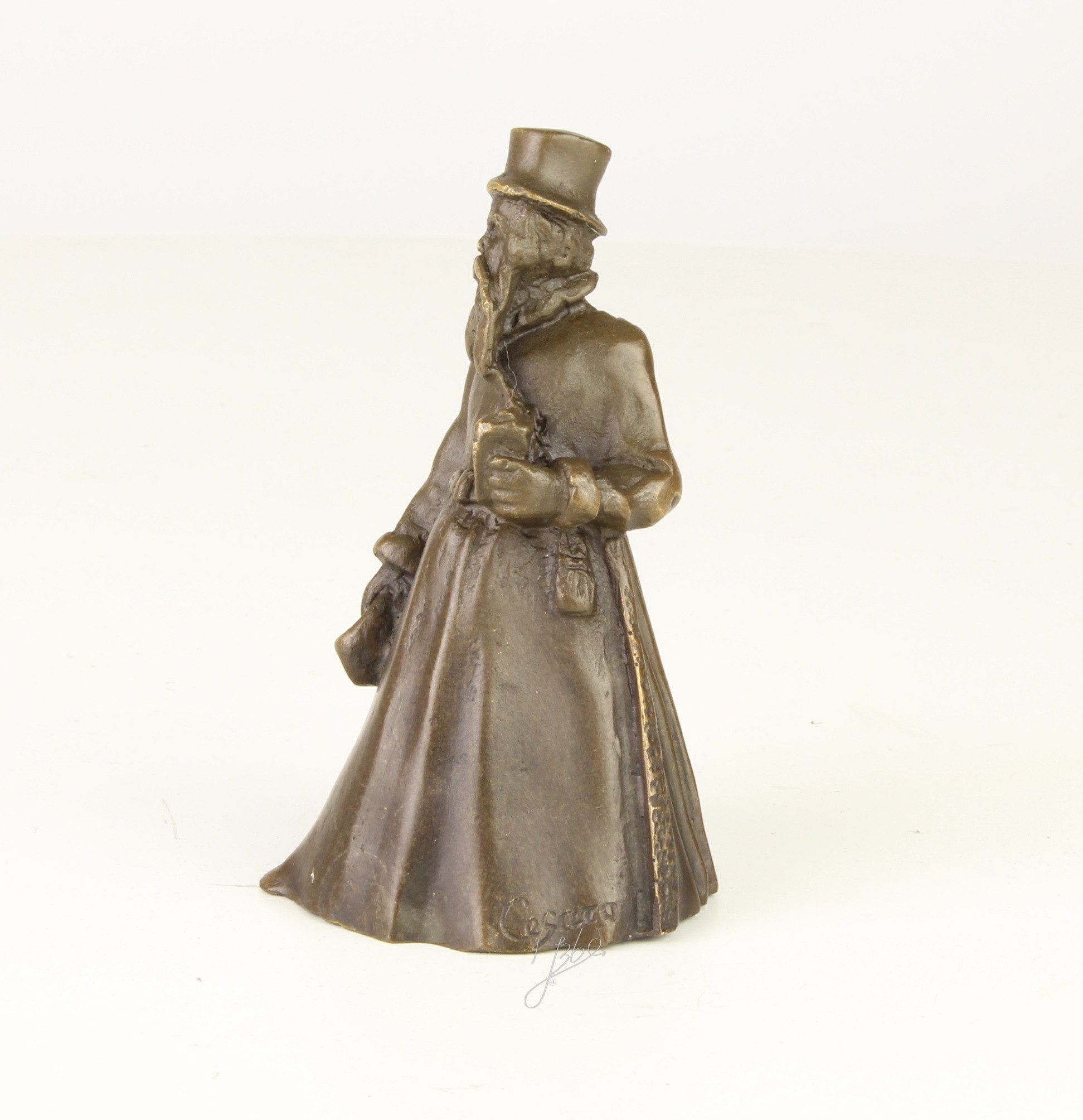 Moritz Hausglocke Tischglocke Glocke Gentleman mit Zylinder, Bronze Bronzefiguren Bronze Skulptur Figur Kunstwerk Dekoration Statue