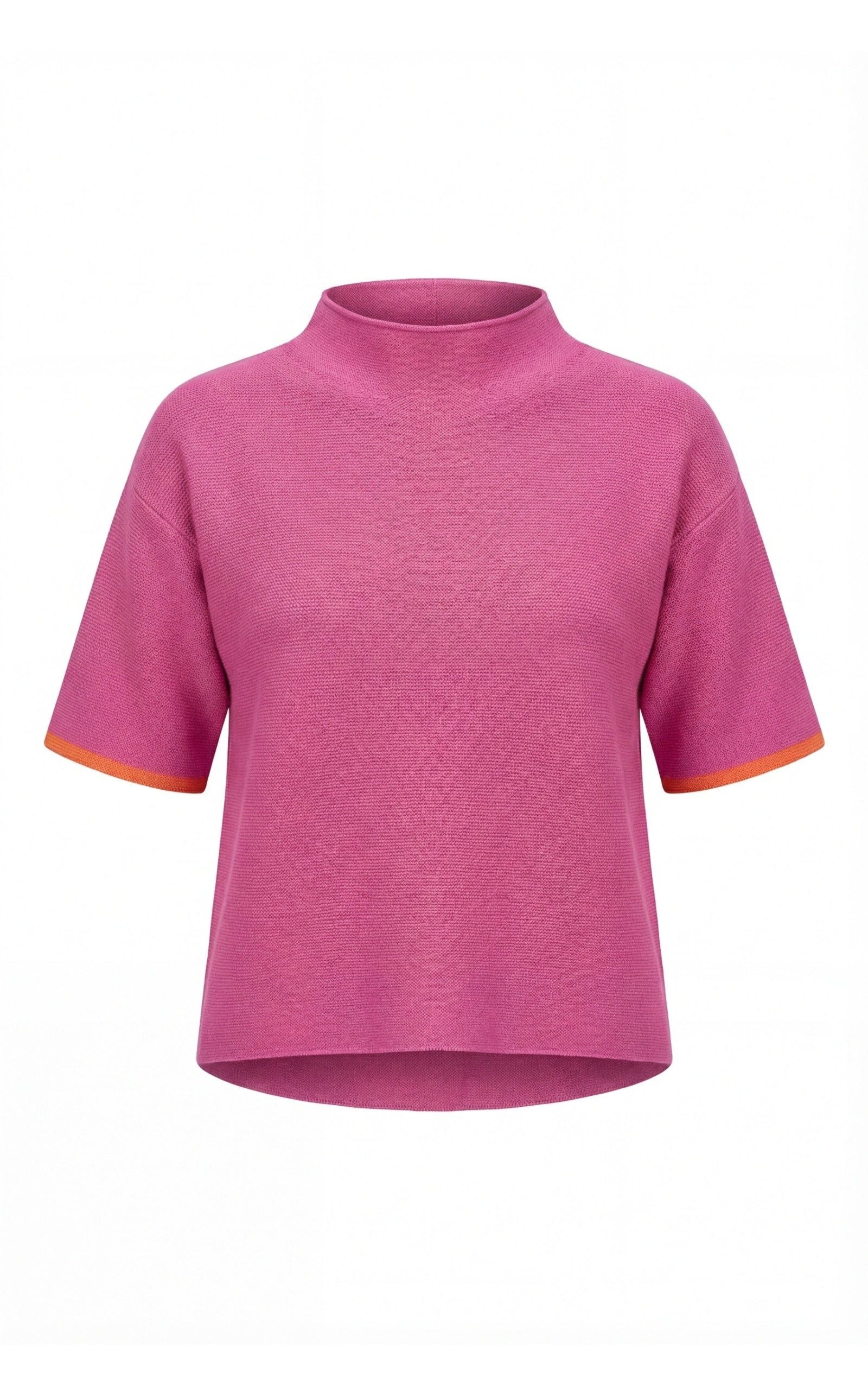 six-o-seven Strickpullover Viskose Strickshirt Kontraststreifen Pink, frischer Damen Trend Style