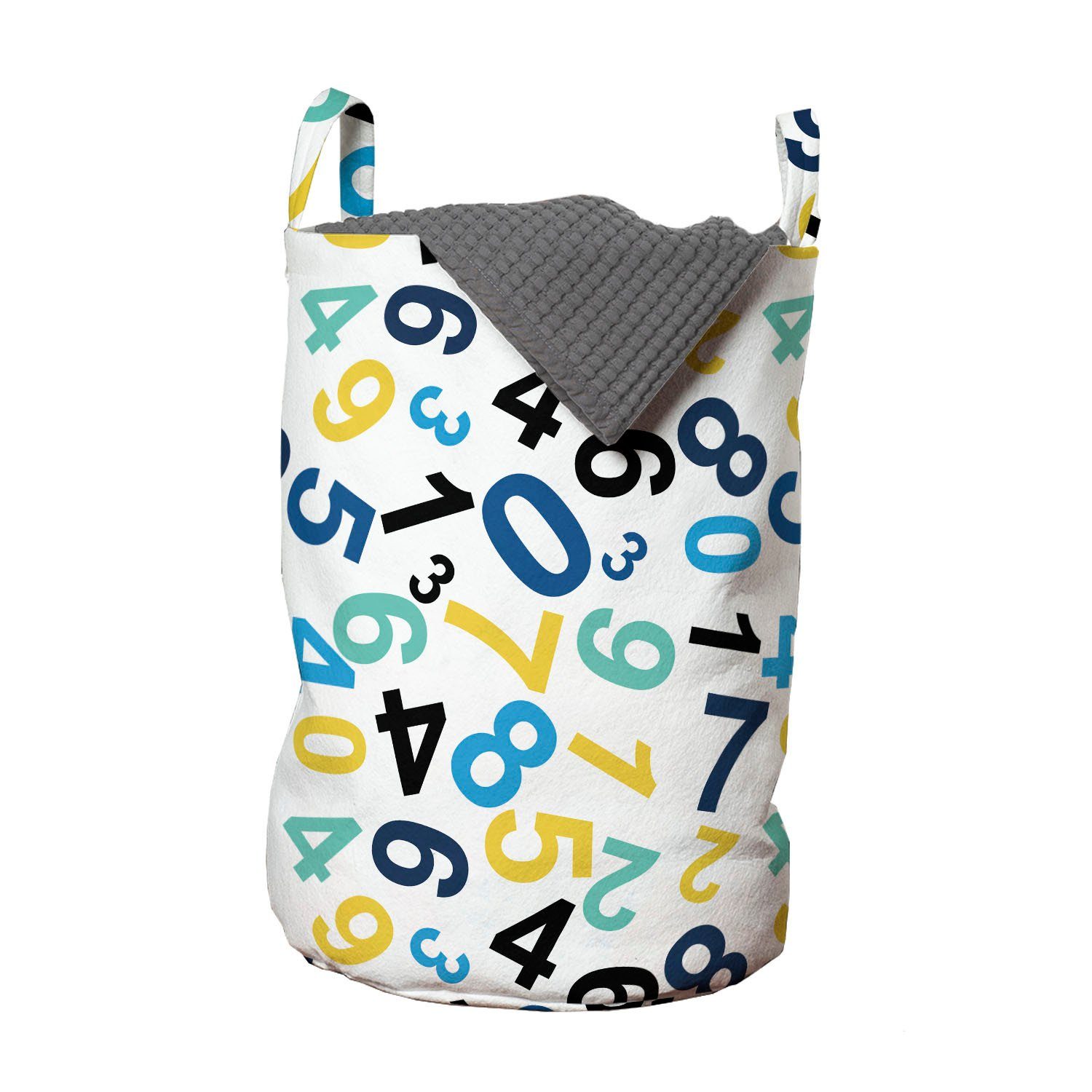 Abakuhaus Wäschesäckchen Wäschekorb mit Griffen Kordelzugverschluss für Waschsalons, Zahlen Math Themed Entwurf