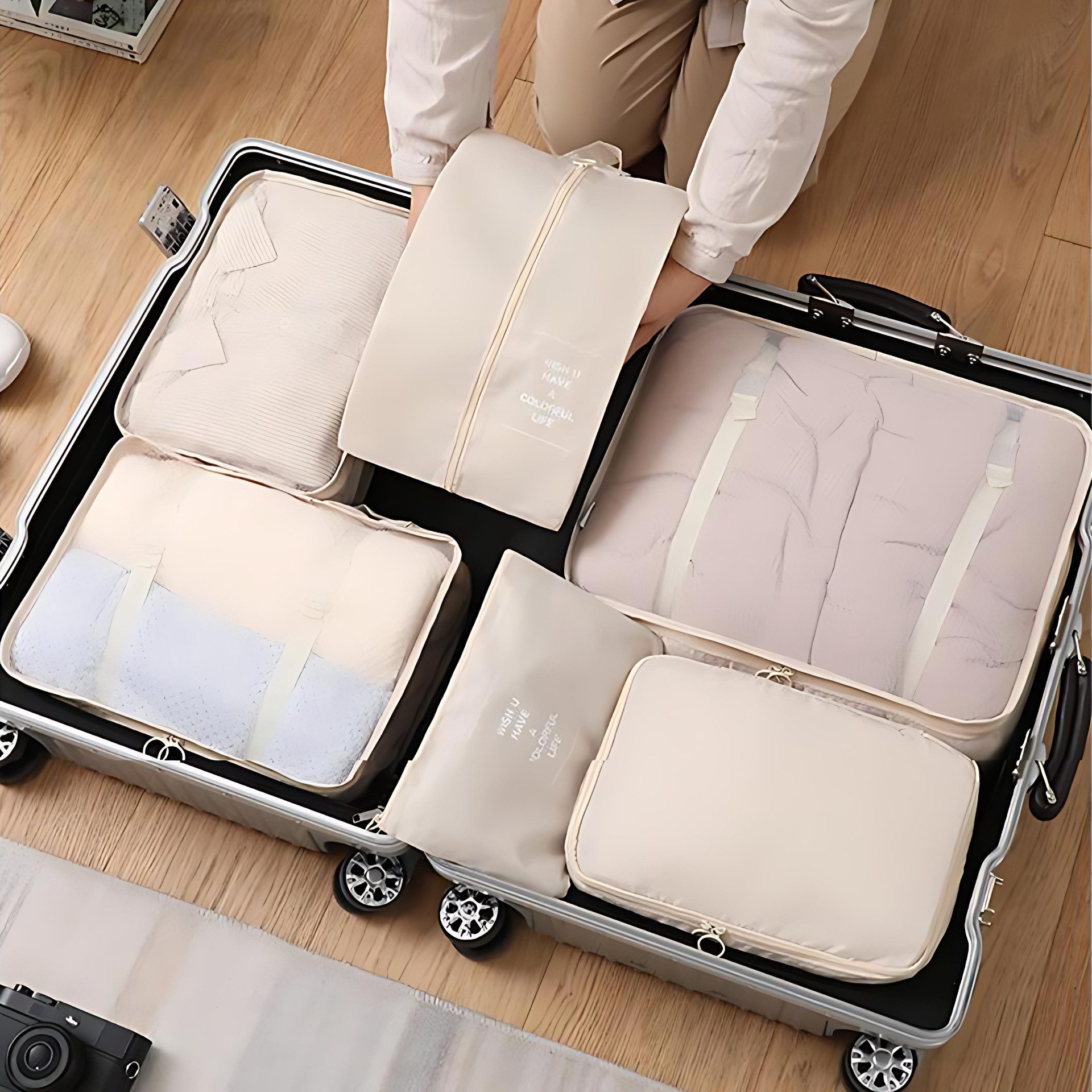 HoyoLee Handels GmbH Kofferorganizer Mehrteiliges Reise-Packset zum Ordnen und Verpacken von Kleidung (6-tlg)