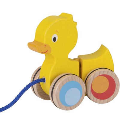 goki Nachziehspielzeug Ziehtier Ente mit "Hüftschwung" gelb Holzziehtier Nachziehtier, (Set, 1-tlg), lustiger Bewegungsablauf