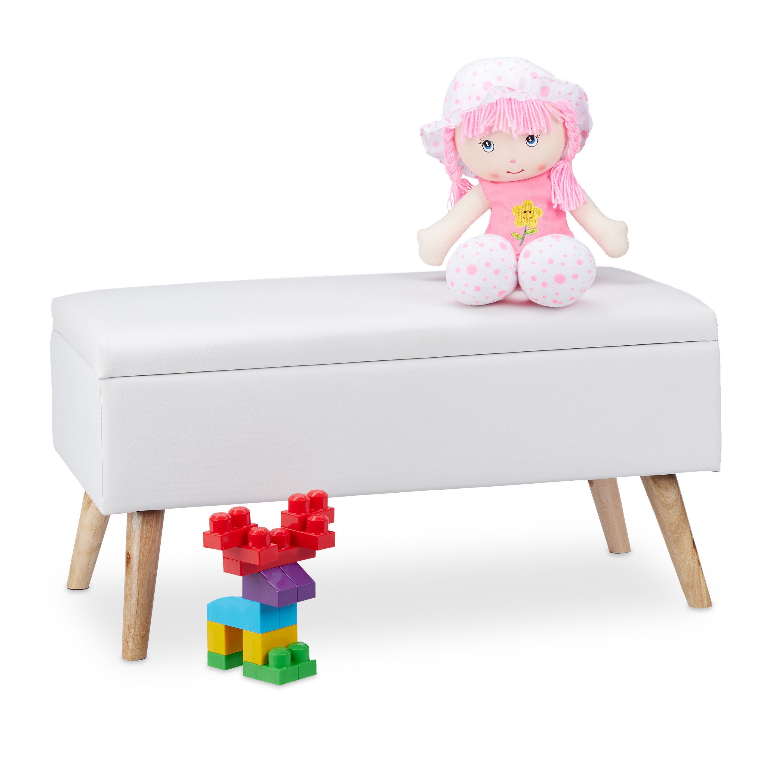 relaxdays Sitzbank mit Stauraum (1-St), weiß