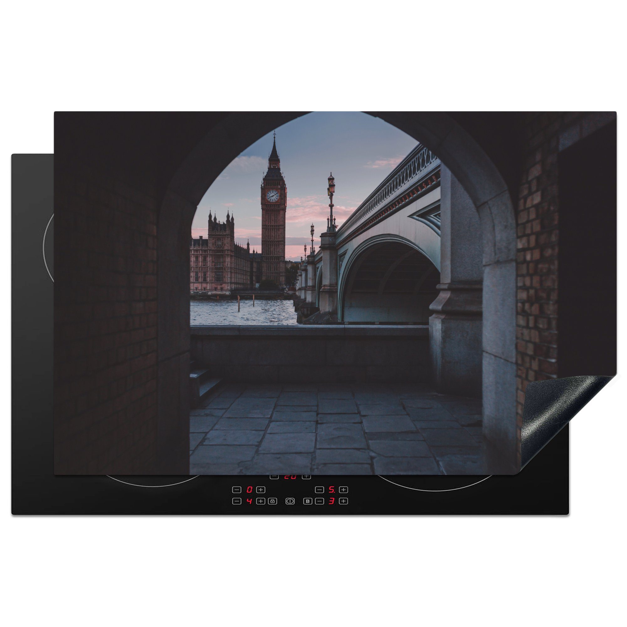 MuchoWow Herdblende-/Abdeckplatte London - England - Big Ben, Vinyl, (1 tlg), 81x52 cm, Induktionskochfeld Schutz für die küche, Ceranfeldabdeckung