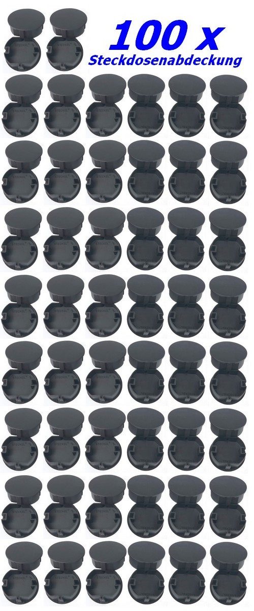 STECKEL Steckdosenblende 100 Stück STECKEL® schwarz Firmen Büros Hotels Steckdosen Abdeckung, (100 Stück schwarze Steckdosenabdeckungen), Steckdosenabdeckung, Staubschutz, Dekoration, Profi-Pack