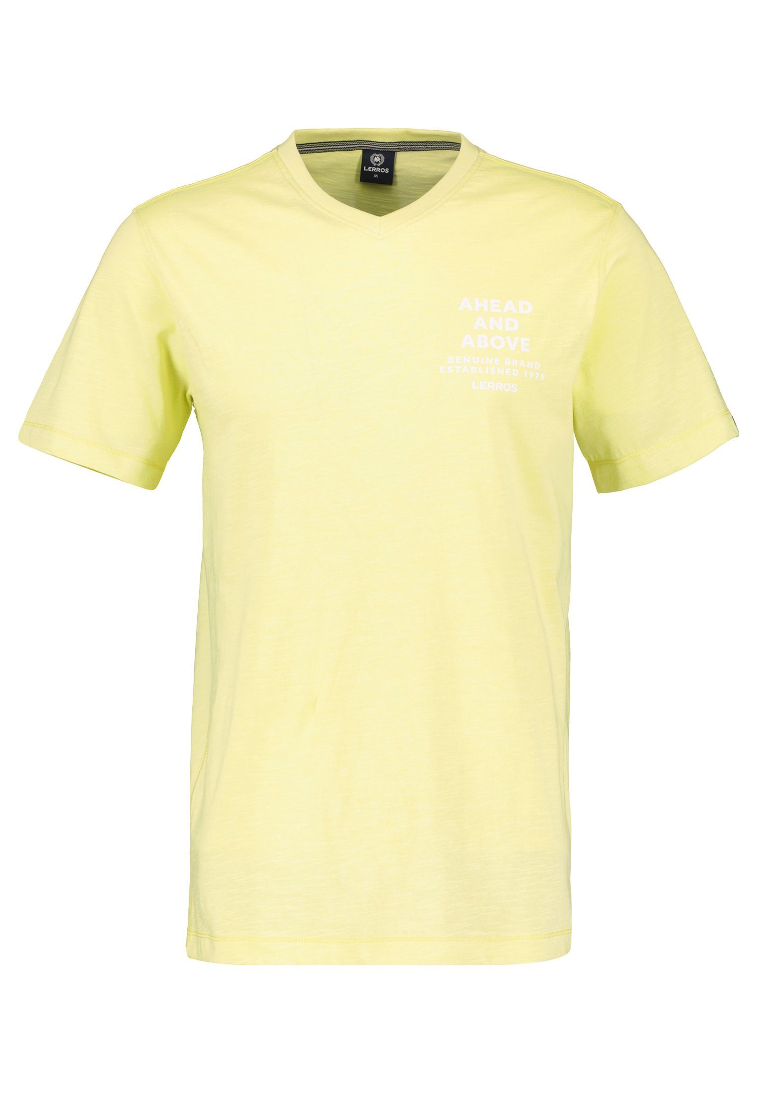 LERROS T-Shirt LERROS LEMONGRASS Brustprint V-Neck-Shirt mit