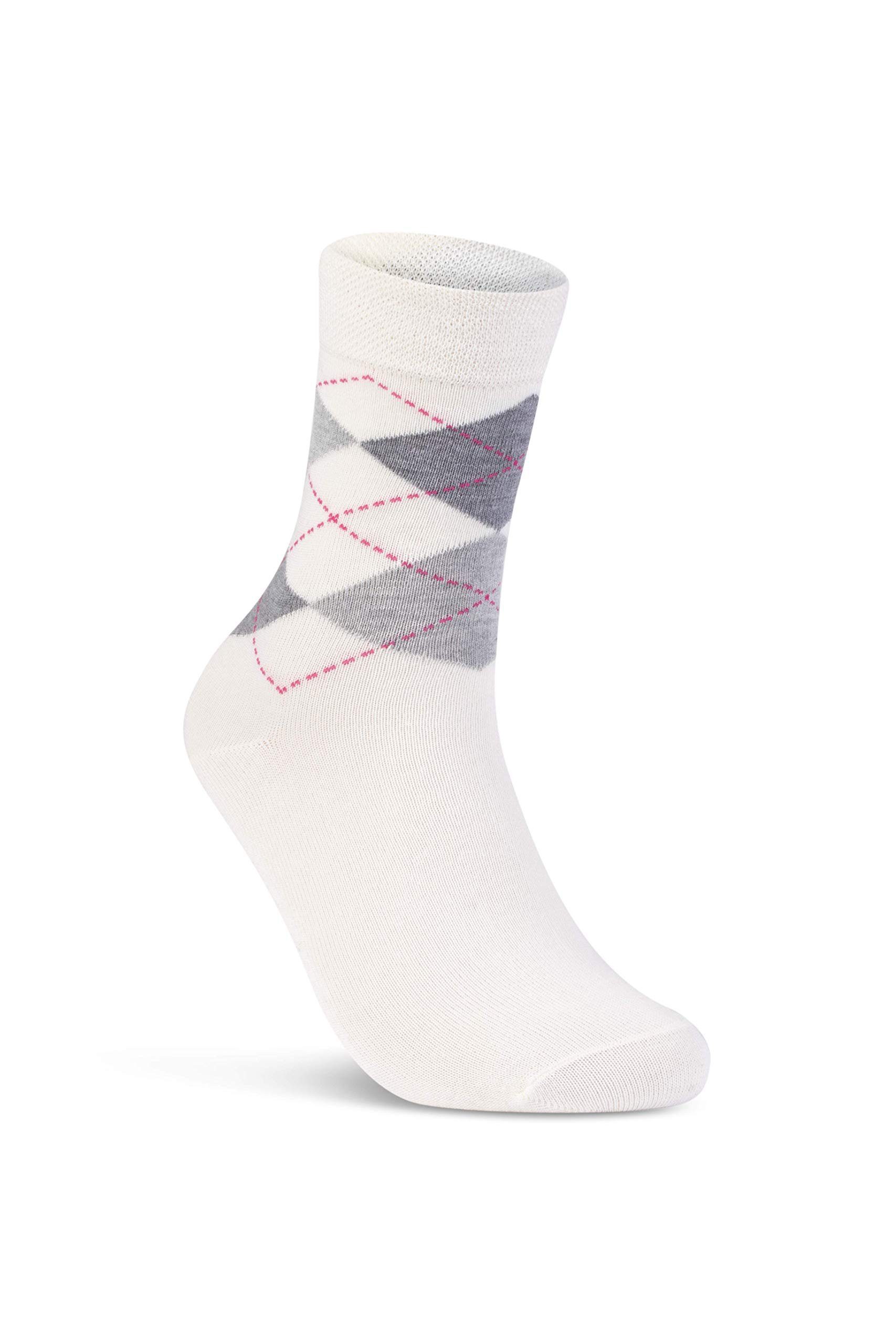 Damen Komfortbund 12 Kariert WP Basicsocken Socken (E-800) 6 oder Paar Karomuster 35-38) sockenkauf24 Baumwolle (6-Paar,