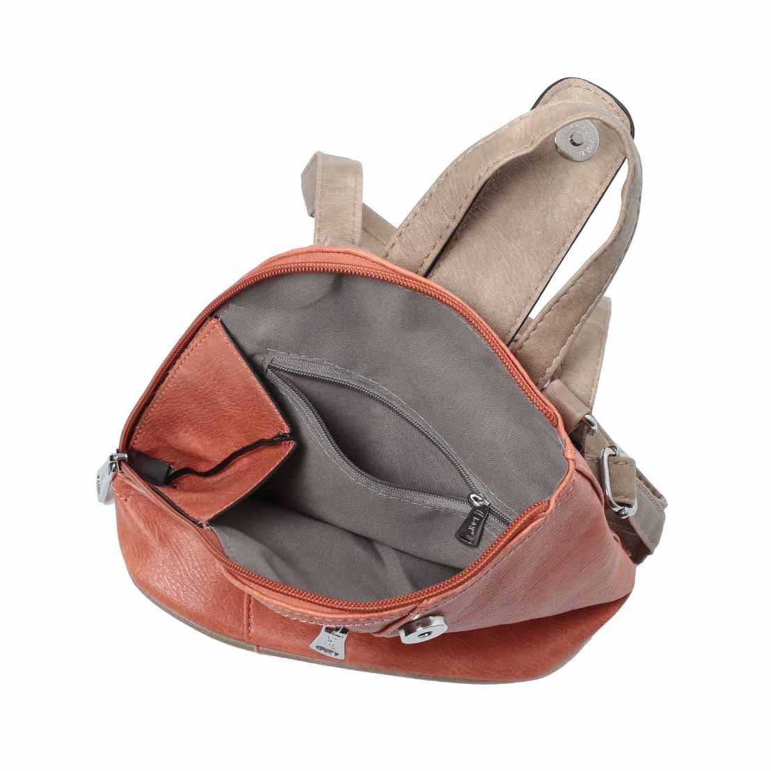 ITALYSHOP24 Rucksack Damen Tasche Schultertasche Crossover, kleiner Rucksack, Umhängetasche / Handtasche tragbar